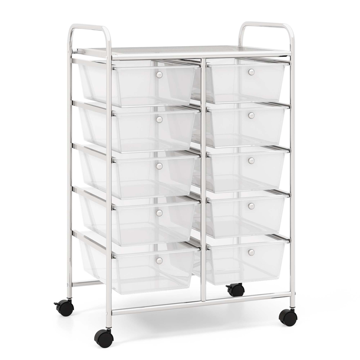 Costway 10-Drawer Storage Cart Utility Rolling Trolley Kitchen Office Organizer