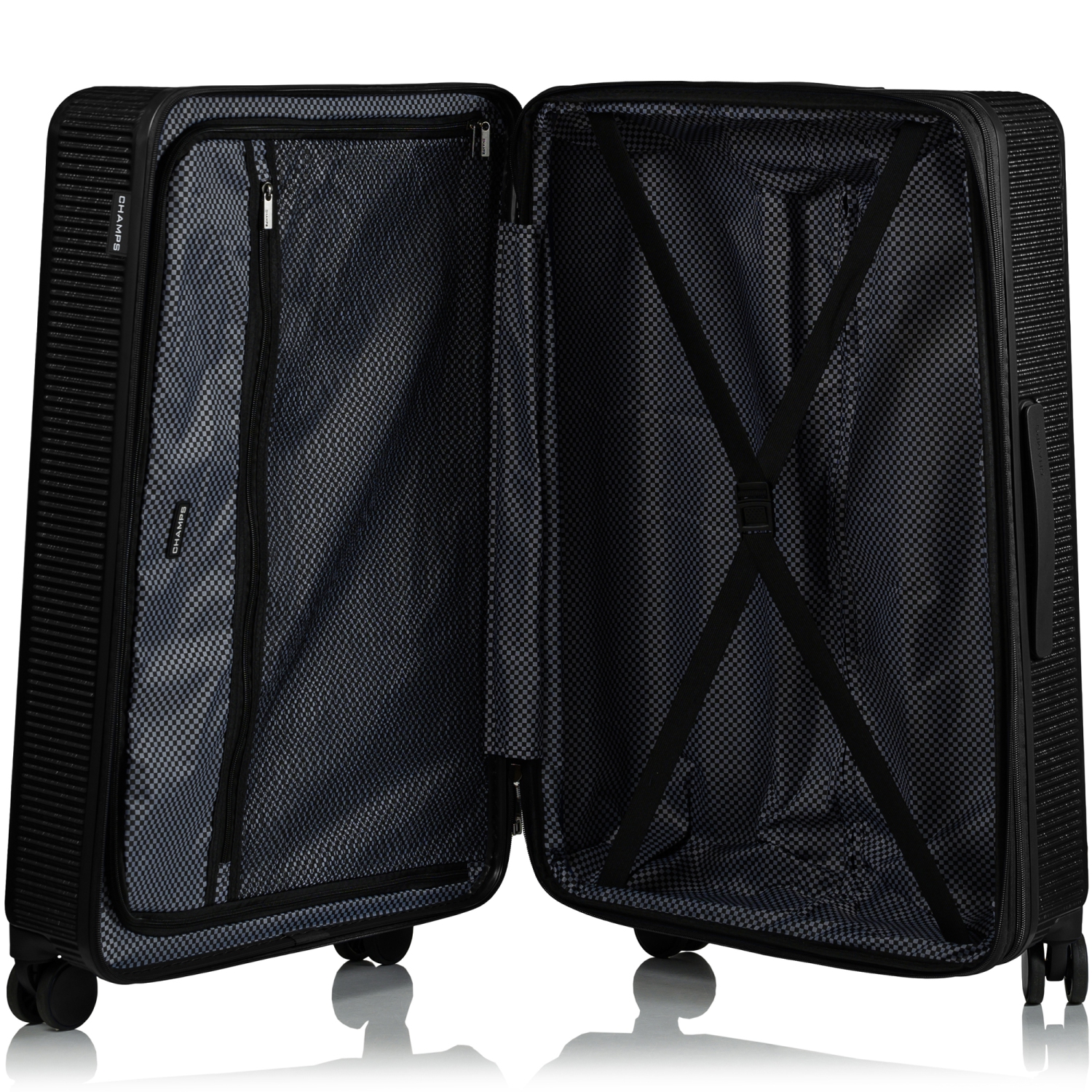CHAMPS Luggage Iconic II Collection 3-Piece Hard Side 8-Wheeled Expandable Luggage Set - Black
