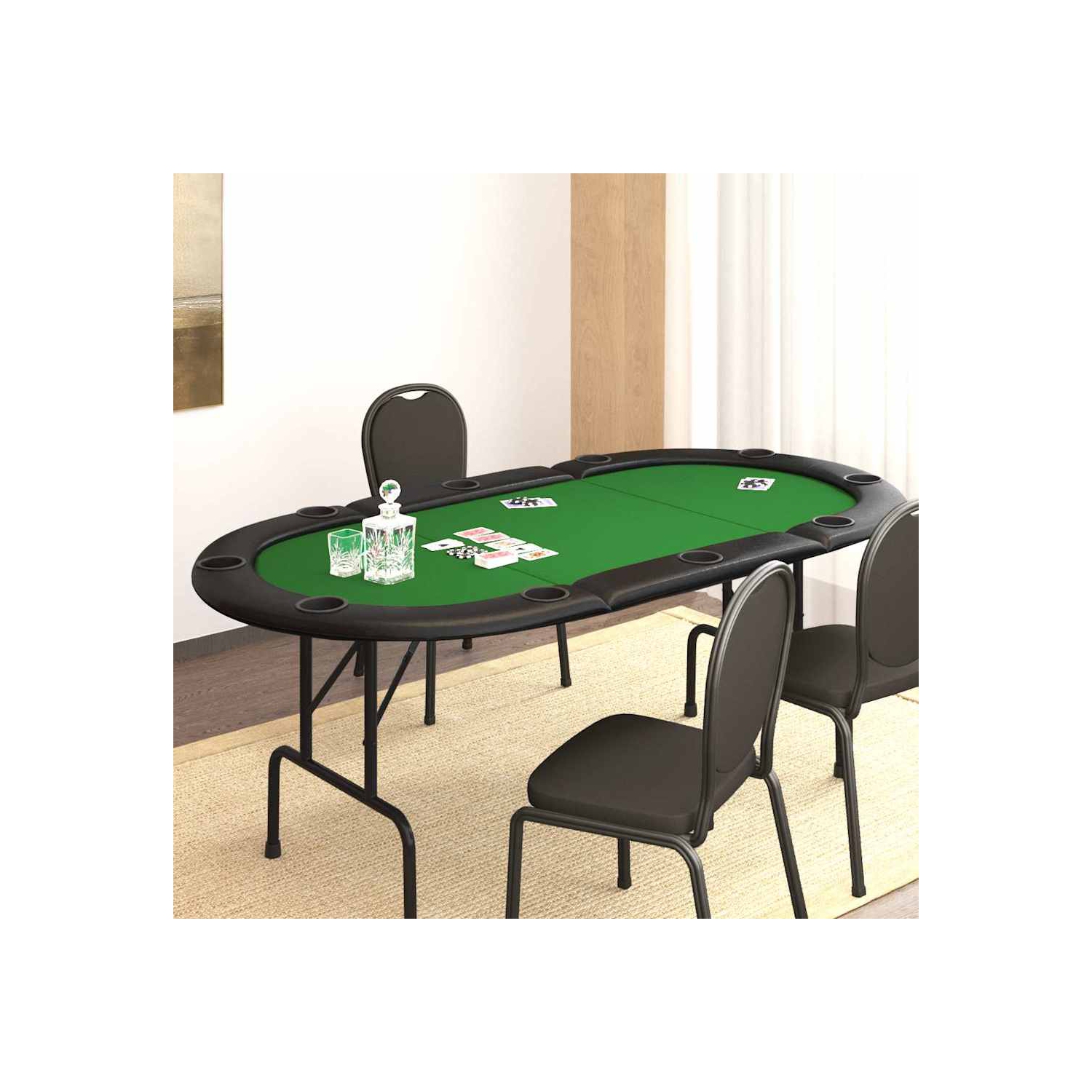 vidaXL 10-Player Folding Poker Table Green 207x106x76 cm