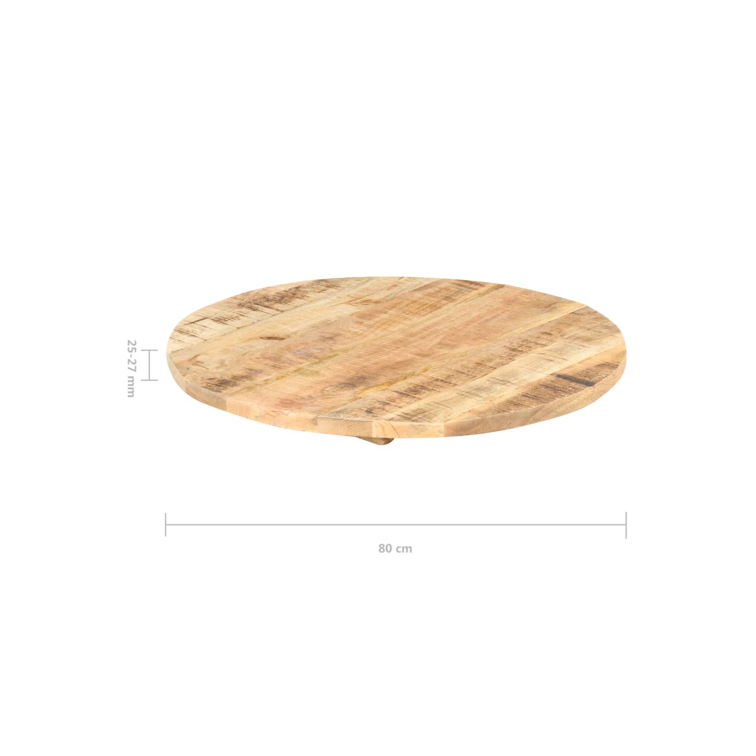 vidaXL Table Top Solid Mango Wood Round 25-27 mm 80 cm