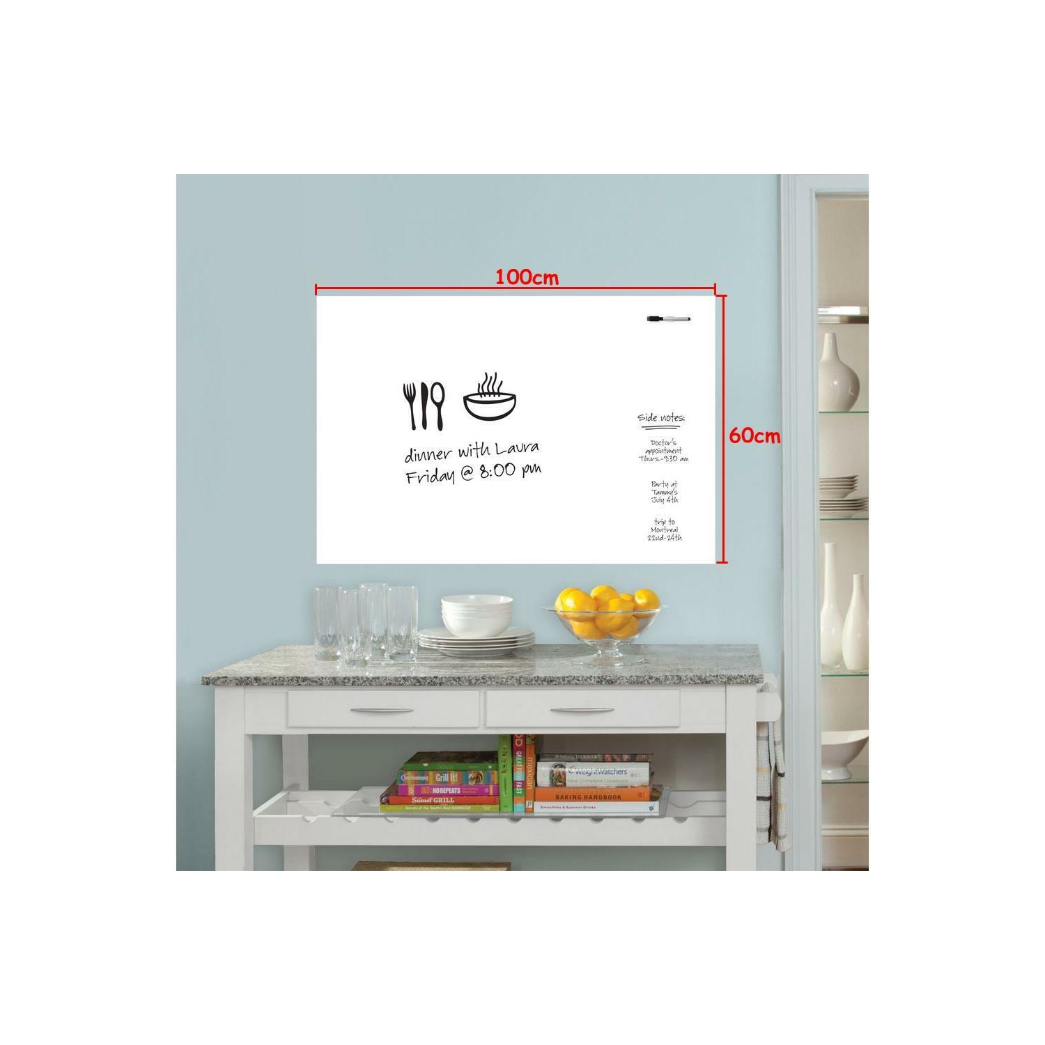 23.6"x 39.4" Magnetic White Board Wall Self-Adhesive Sticker - Whiteboard Only