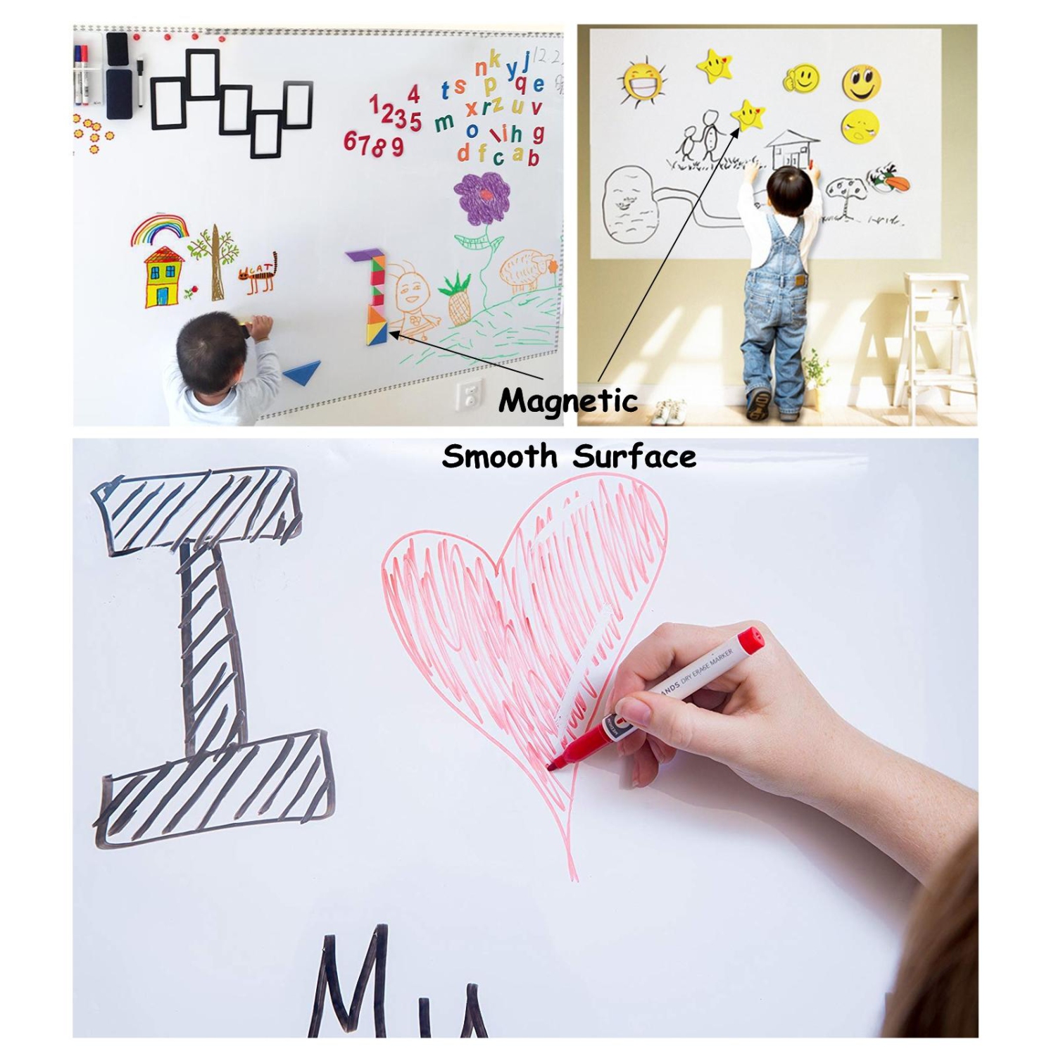 23.6"x 39.4" Magnetic White Board Wall Self-Adhesive Sticker - Whiteboard Only