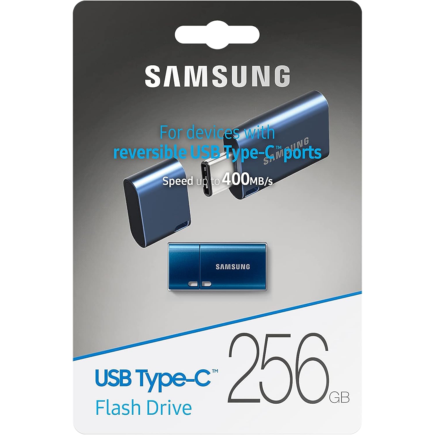 SAMSUNG Type-C™ USB Flash Drive, 256GB, Transfers 4GB Files in 11 Secs w/Up to 400MB/s 3.13 Read Speeds, Compatible w/USB 3.0/2.0, Waterproof,