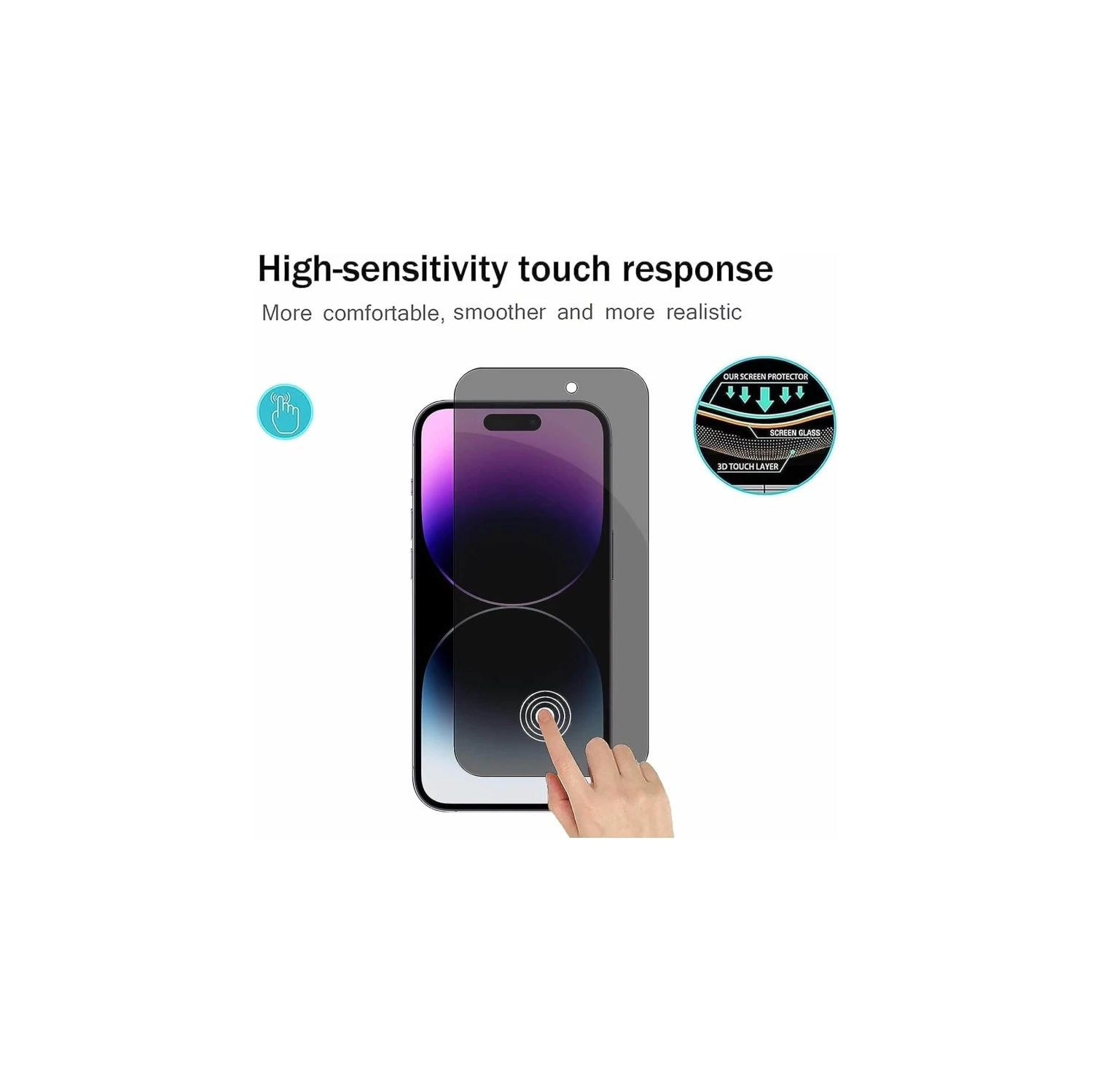 Privacy Screen Protector for iPhone 15 Pro Max with Tempered Glass Camera Lens Protector, 9H Accessories, Case Friendly, , 2.5D Curved, Black