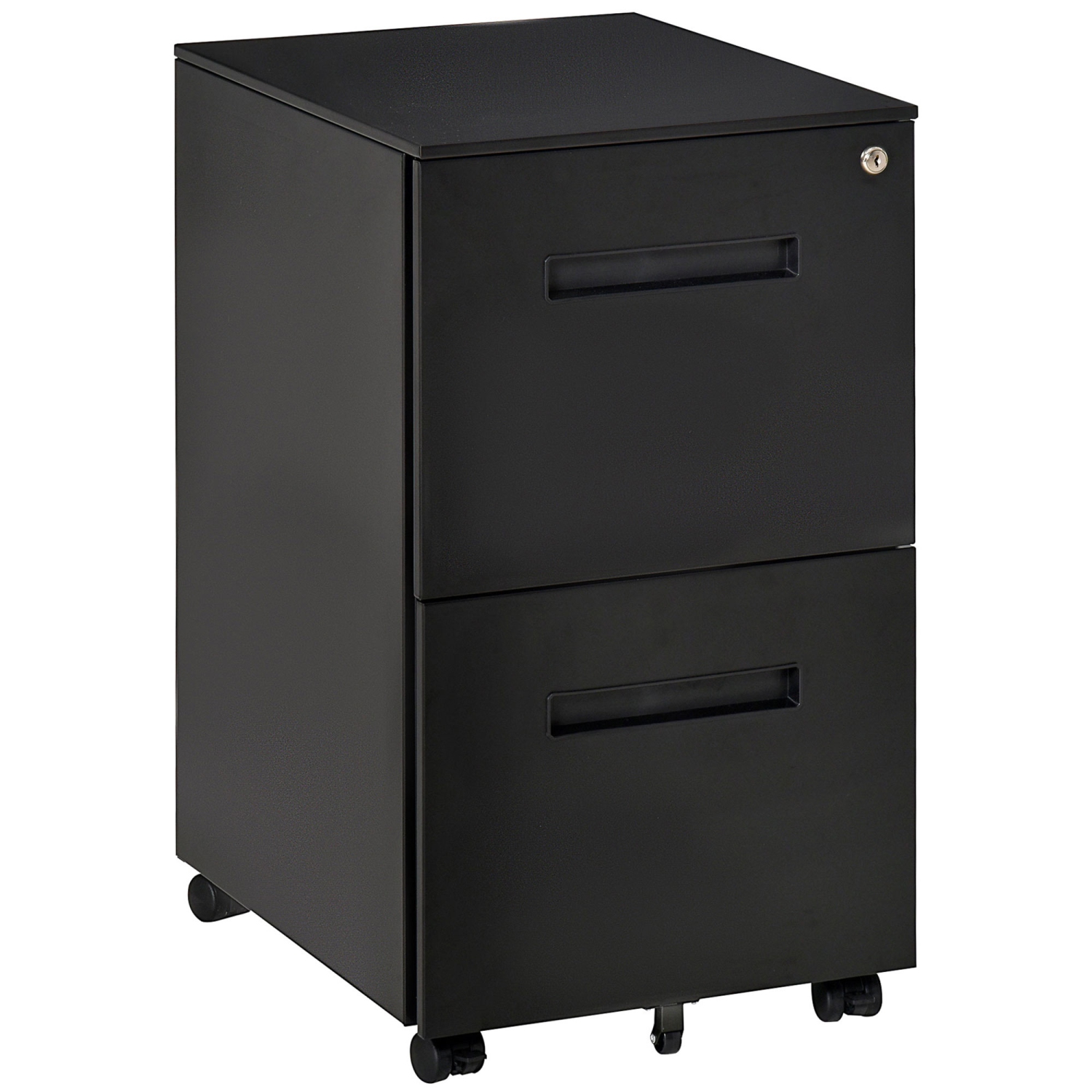 Vinsetto Vertical Filing Cabinet with 2 Drawers, Lock and Wheels, Under Desk Mobile File Cabinet for Legal, A4, Letter Size, Steel Frame for Home
