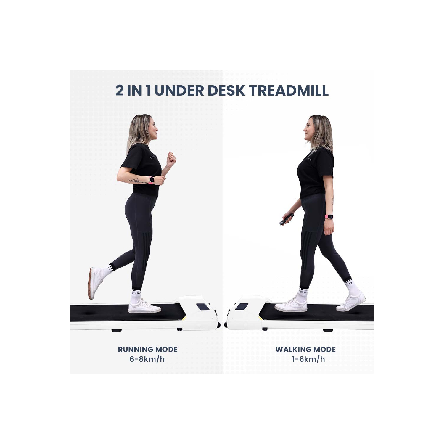 MotionGrey Walking Pad Treadmill for home - Slim Portable Under Desk Training Electric Fitness Pad for Cardio Workout in Home and Office - White