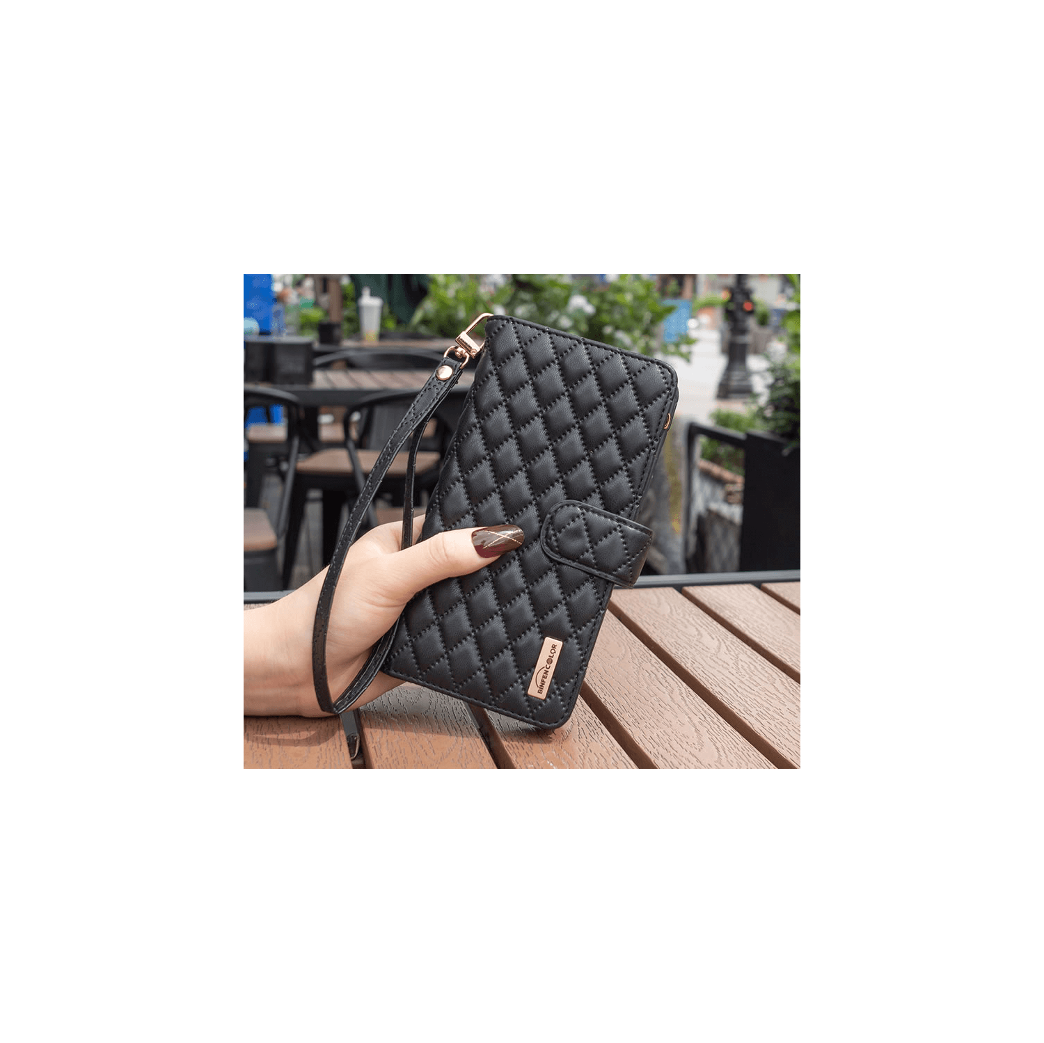 Étui-portefeuille pour iPhone 14 Pro Max, étui en relief diamant avec porte-carte, béquille et magnétique - Noir