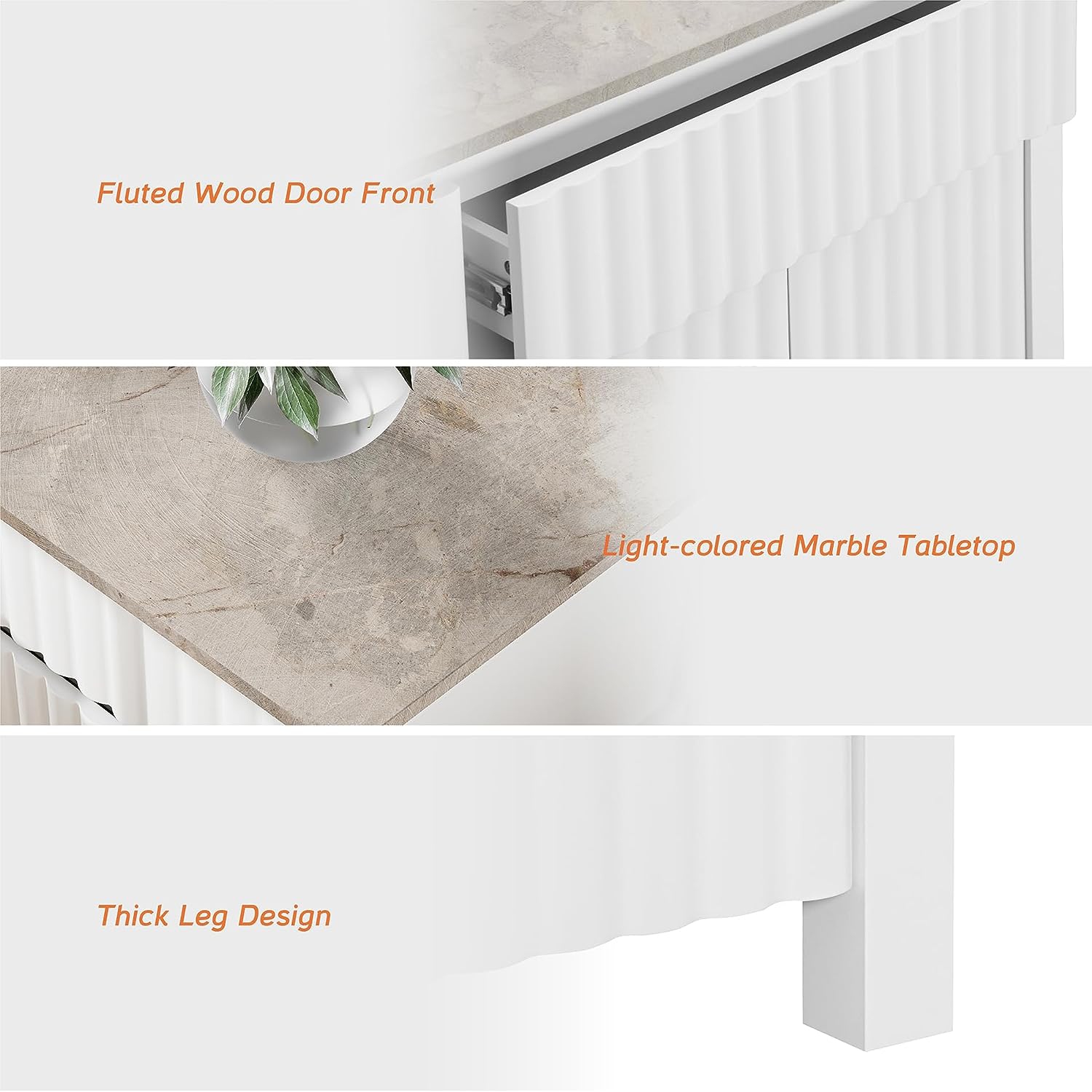 WAMPAT Modern Sideboard Buffet Cabinet, Coffee Bar Cabinet with Drawers, Storage Cabinet with Adjustable Shelves for Kitchen, Dining Room White