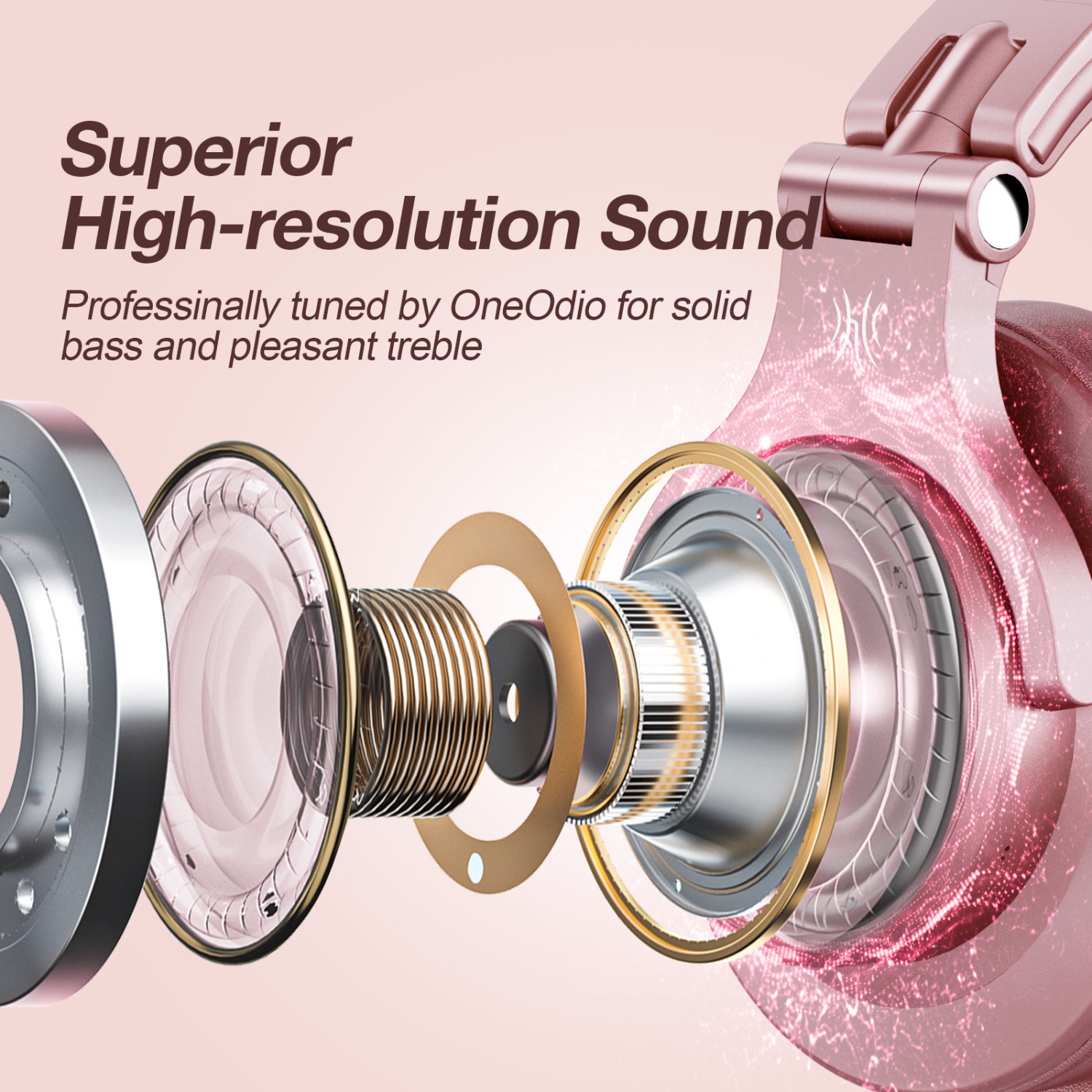 OneOdio Wireless Bluetooth Over Ear Headphones for Women and Girls-A70 Rose Gold