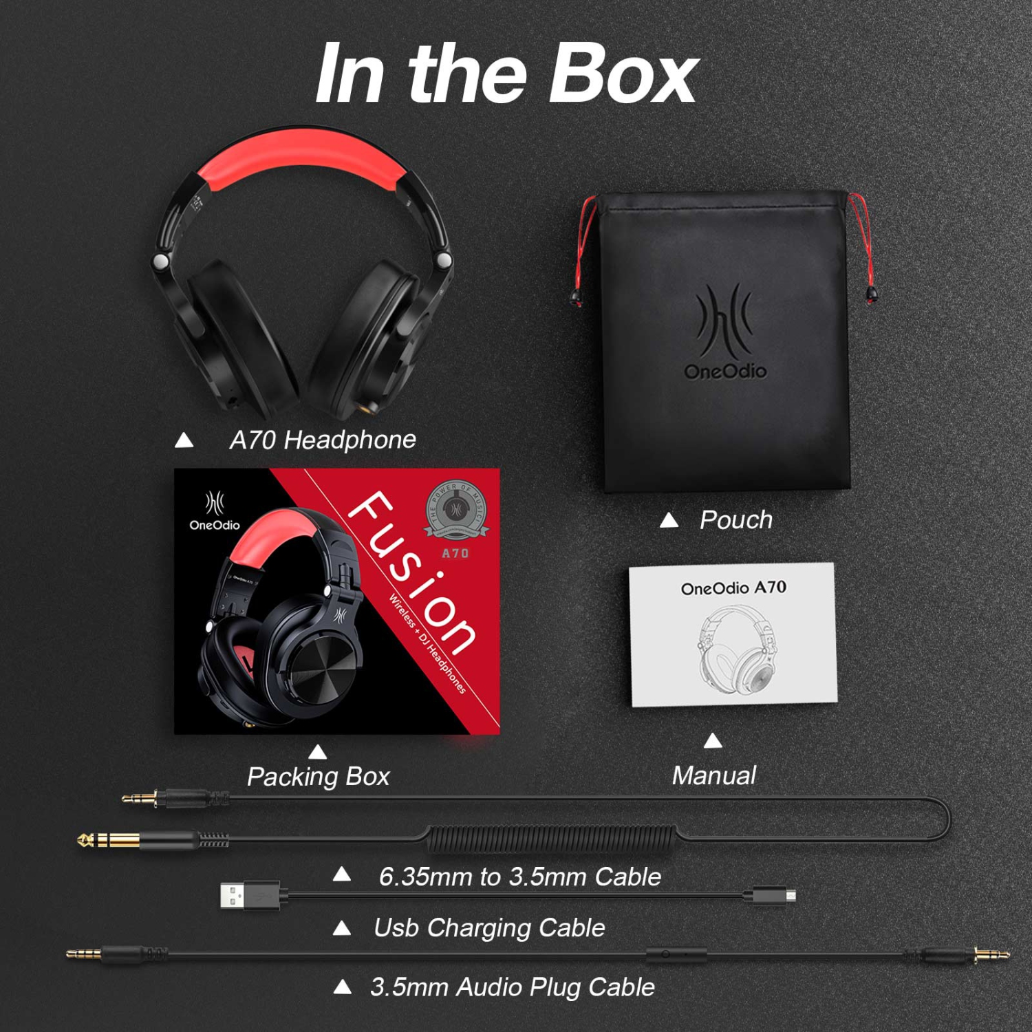 OneOdio Bluetooth Over-Ear Headphones with Mic | Wireless & Corded Dual-Mode Headphones -A70 Red