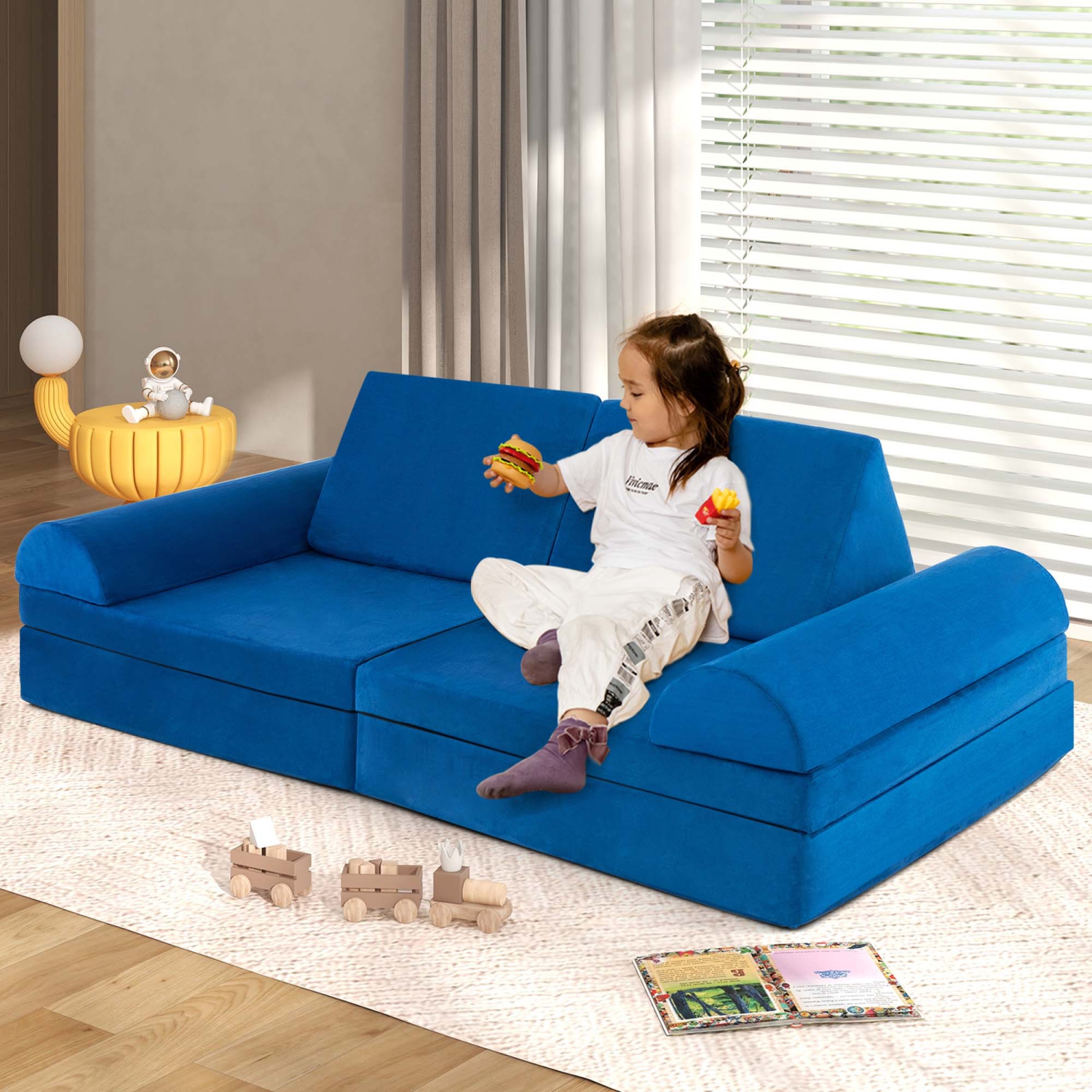 Ensemble de sofa de jeu modulaire convertible en mousse pour enfant 8 pièces de Costway