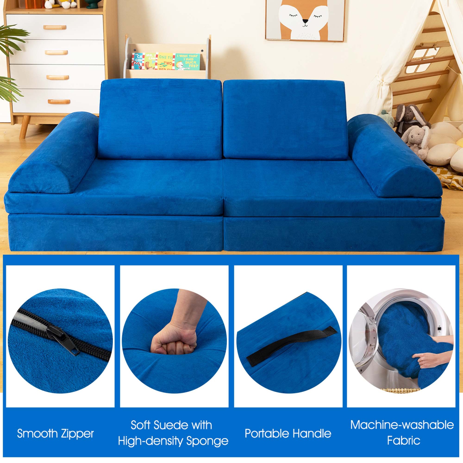 Ensemble de sofa de jeu modulaire convertible en mousse pour enfant 8 pièces de Costway