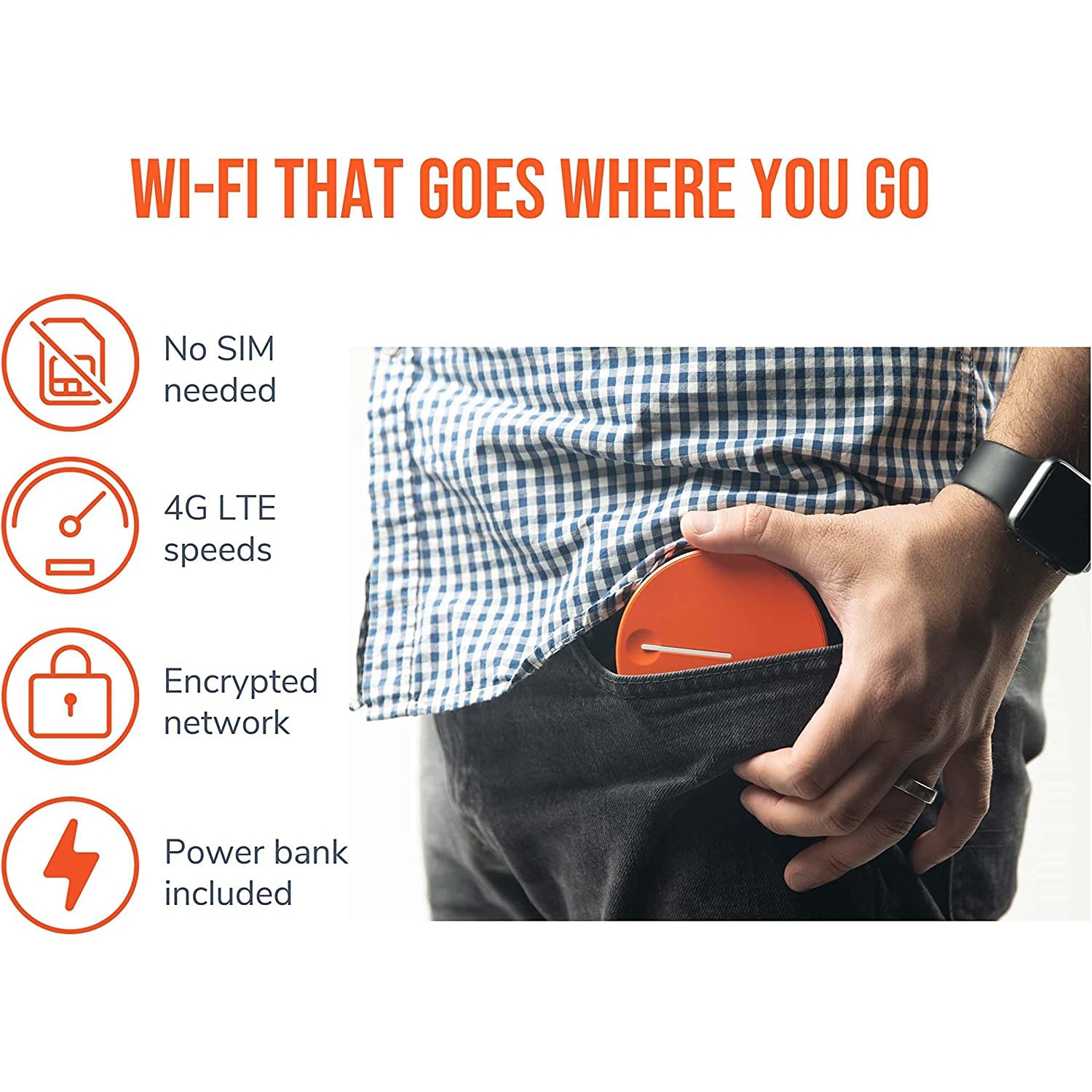 Skyroam Solis Lite: International Mobile WiFi Hotspot | Global SIM-Free 4G LTE | Coverage in 130+ Countries | Get Data by The Day, Month, or GB