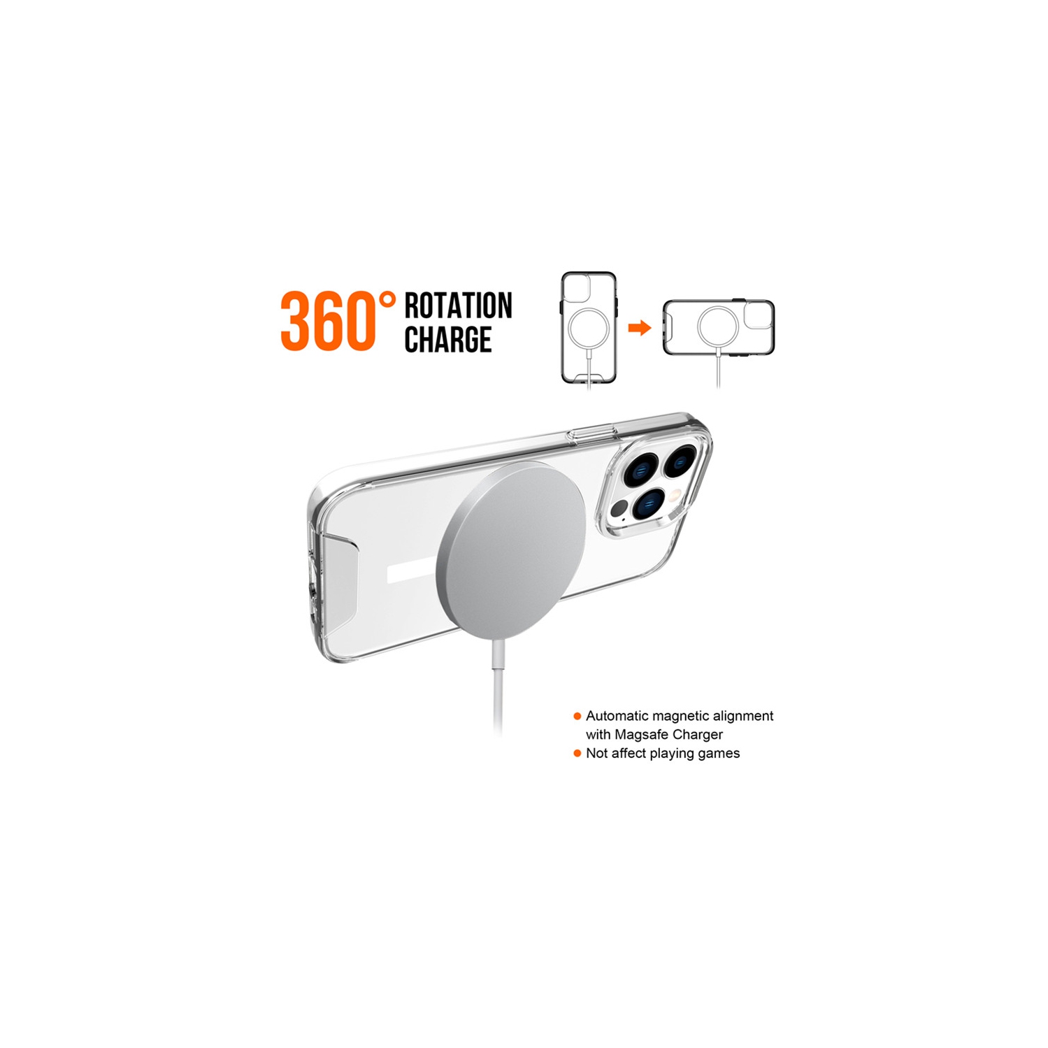 XCRS Clear Magsafe Slim Chrome Button Shockproof Clear Transparent Cover with Hybrid Hardshell Case for Apple iPhone 15 Pro Max 2023