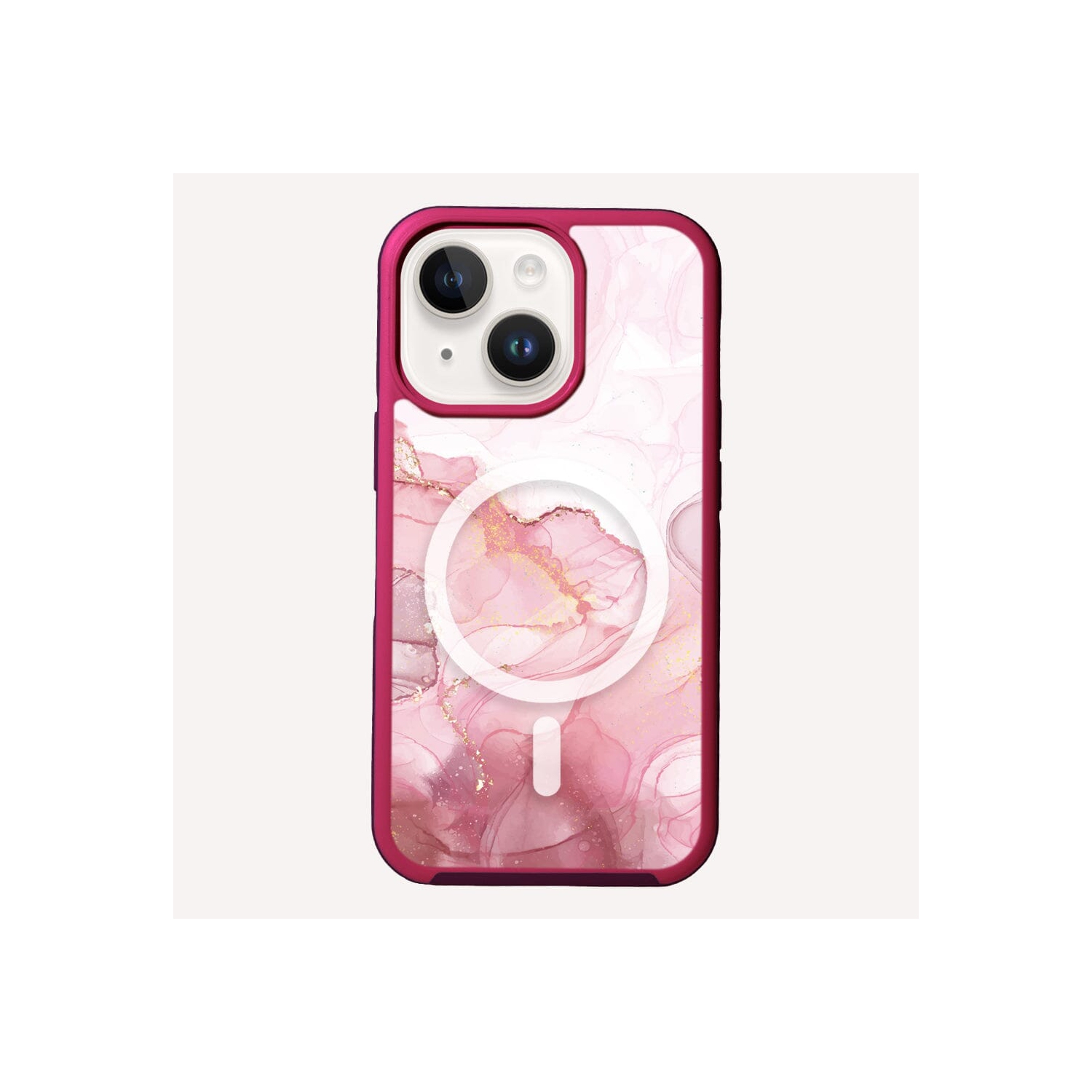 MagSafe iPhone 14 Pink Marble Case
