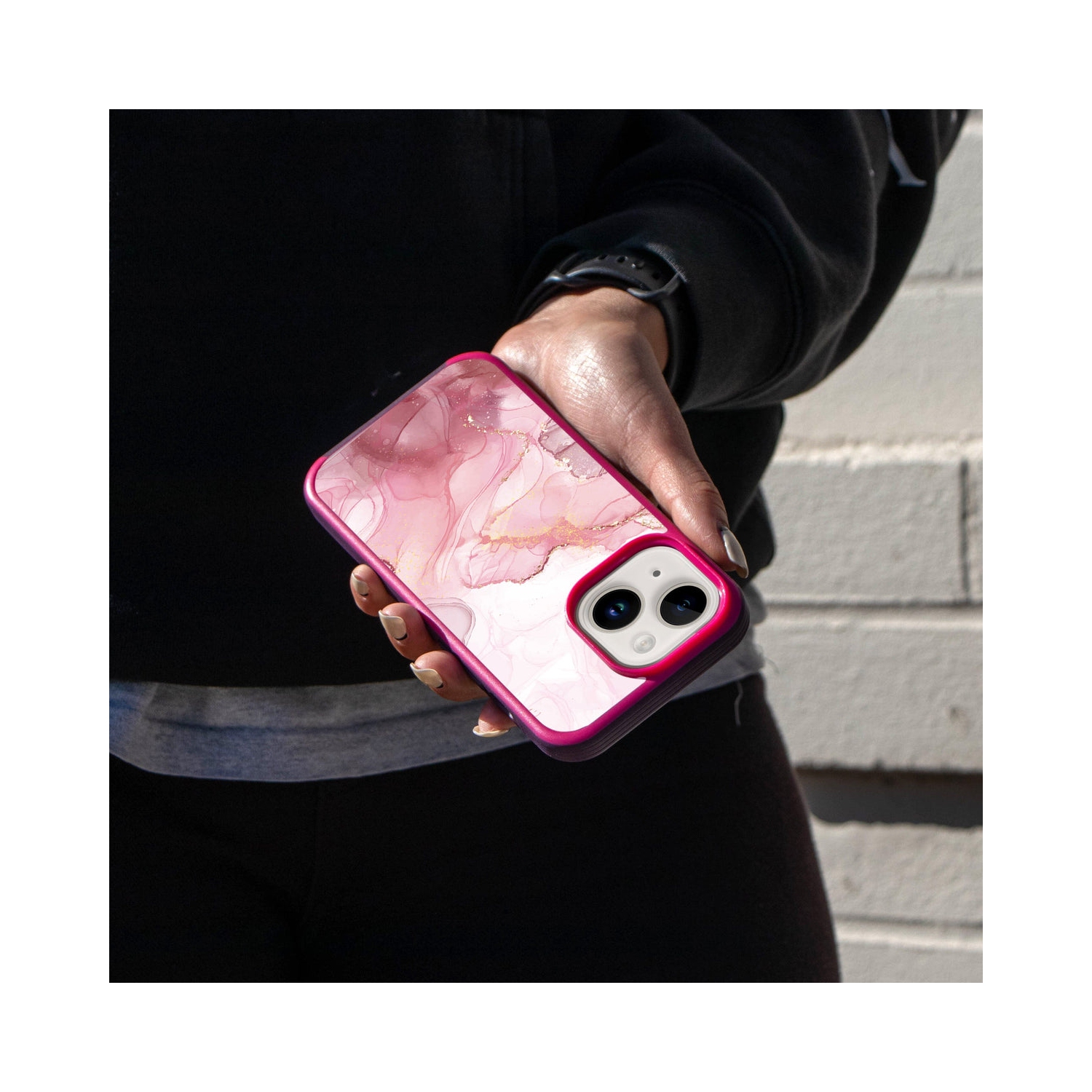 MagSafe iPhone 14 Pink Marble Case
