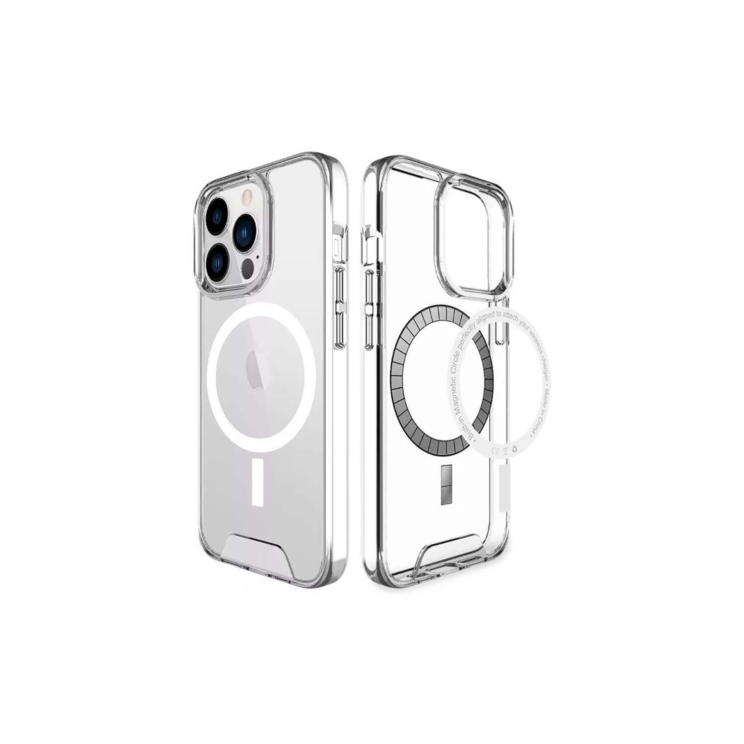 XCRS Clear Magsafe Slim Chrome Button Shockproof Clear Transparent Cover with Hybrid Hardshell Case for Apple iPhone 15 Pro 2023