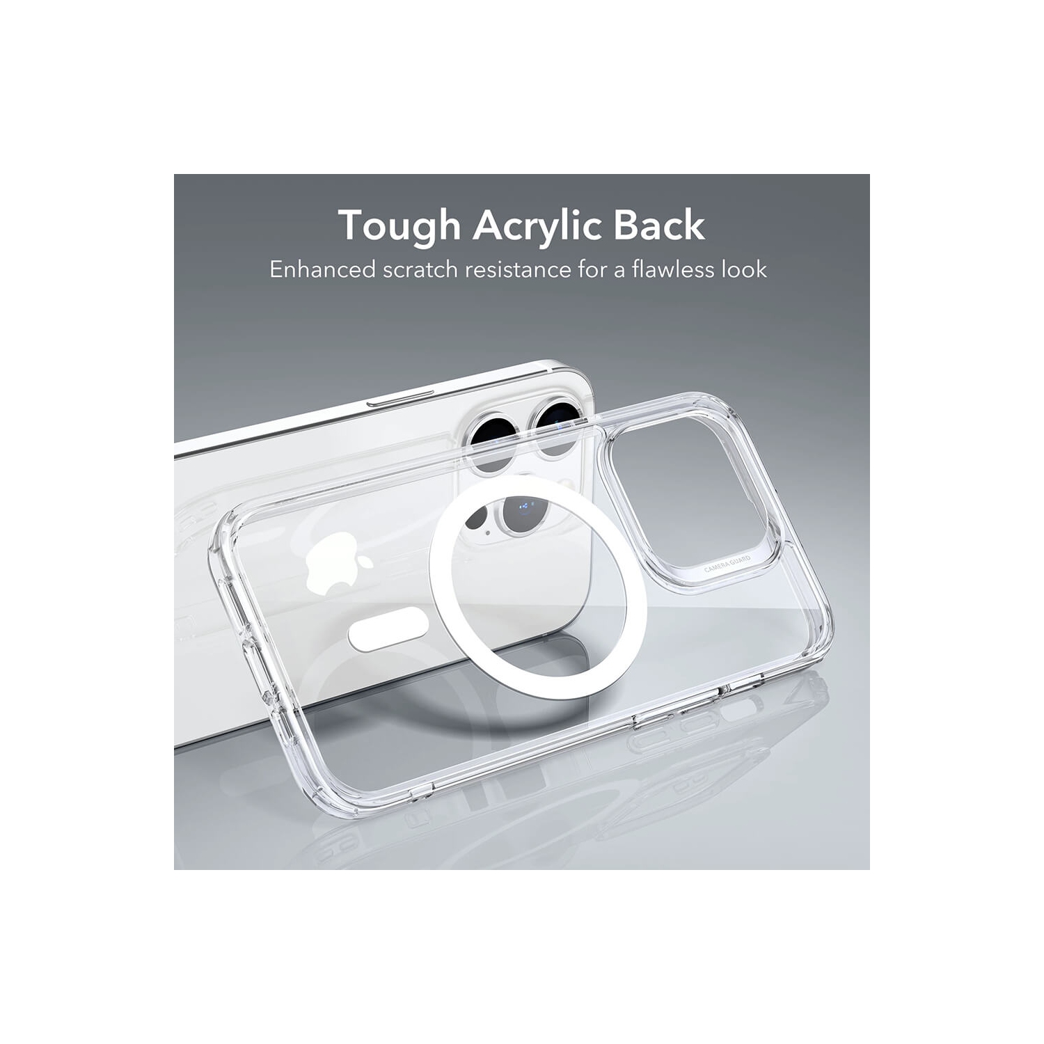 XCRS Clear Magsafe Slim Chrome Button Shockproof Clear Transparent Cover with Hybrid Hardshell Case for Apple iPhone 15 Pro 2023