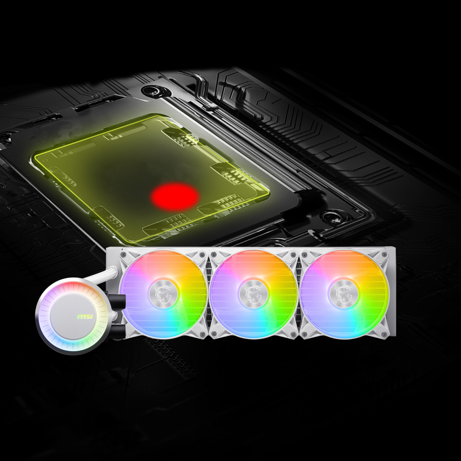 MSI MAG CORELIQUID E360 WHITE, AIO Liquid CPU Cooler, LGA 1851, 360mm Radiator, Triple 120mm PWM Fans, ARGB