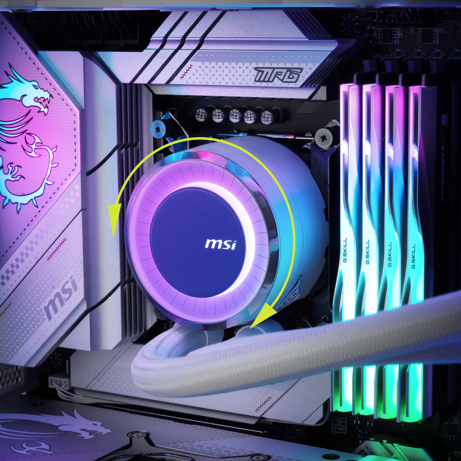 MSI MAG CORELIQUID E360 WHITE, AIO Liquid CPU Cooler, LGA 1851, 360mm Radiator, Triple 120mm PWM Fans, ARGB
