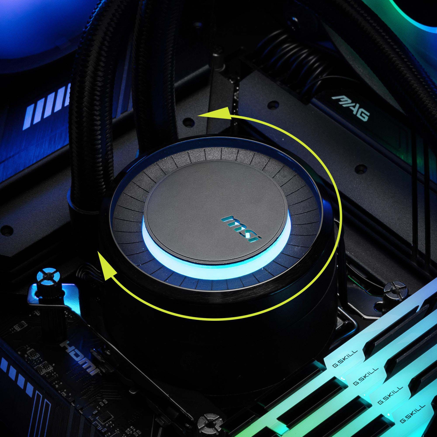 MSI MAG CORELIQUID E240, AIO Liquid CPU Cooler, LGA 1851, 240mm Radiator, Double 120mm PWM Fans, ARGB