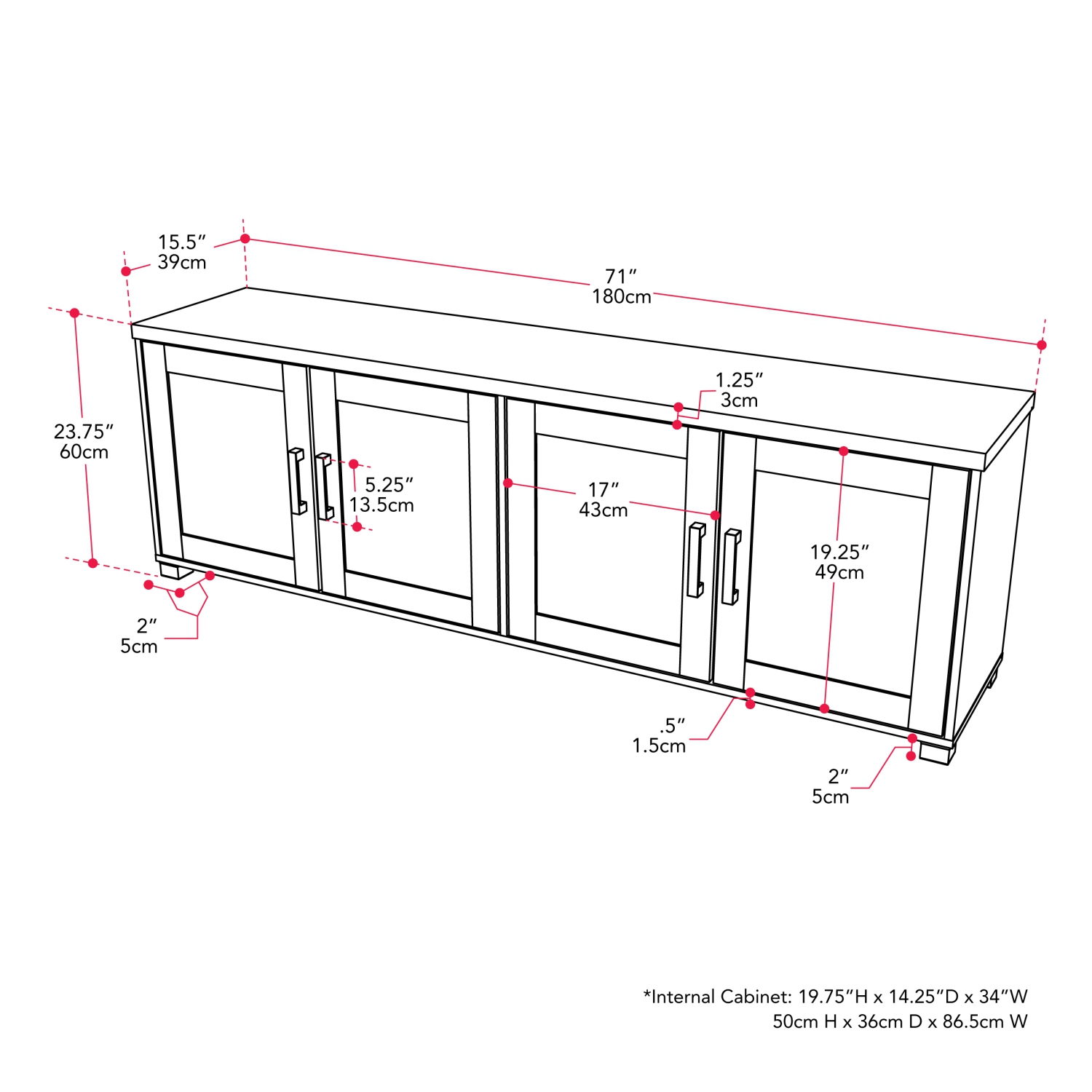 CorLiving TV Stand with Doors, TVs up to 85"
