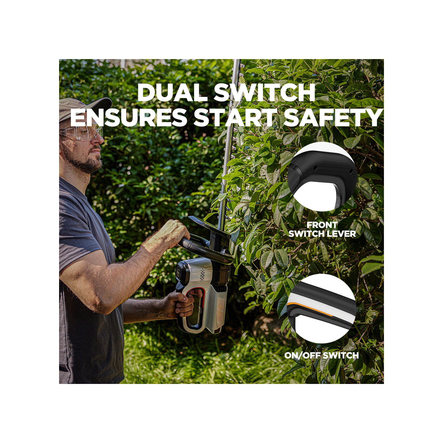 Taille-haie Litheli 20 V, taille-haie sans fil 20 po pour arbuste, coupe, taille, élagage, taille, taille-haies 3/4'' avec batterie 2,0 Ah