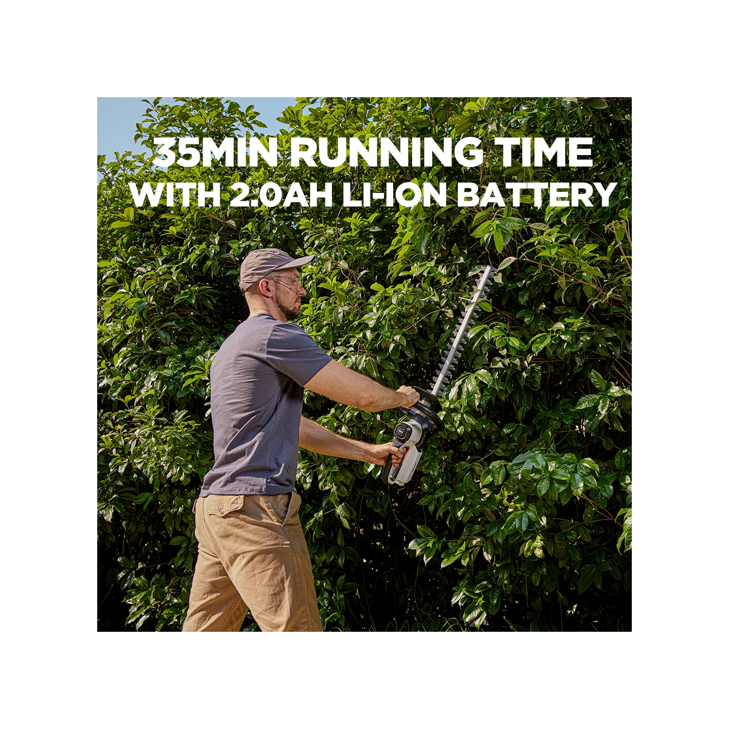 Taille-haie Litheli 20 V, taille-haie sans fil 20 po pour arbuste, coupe, taille, élagage, taille, taille-haies 3/4'' avec batterie 2,0 Ah