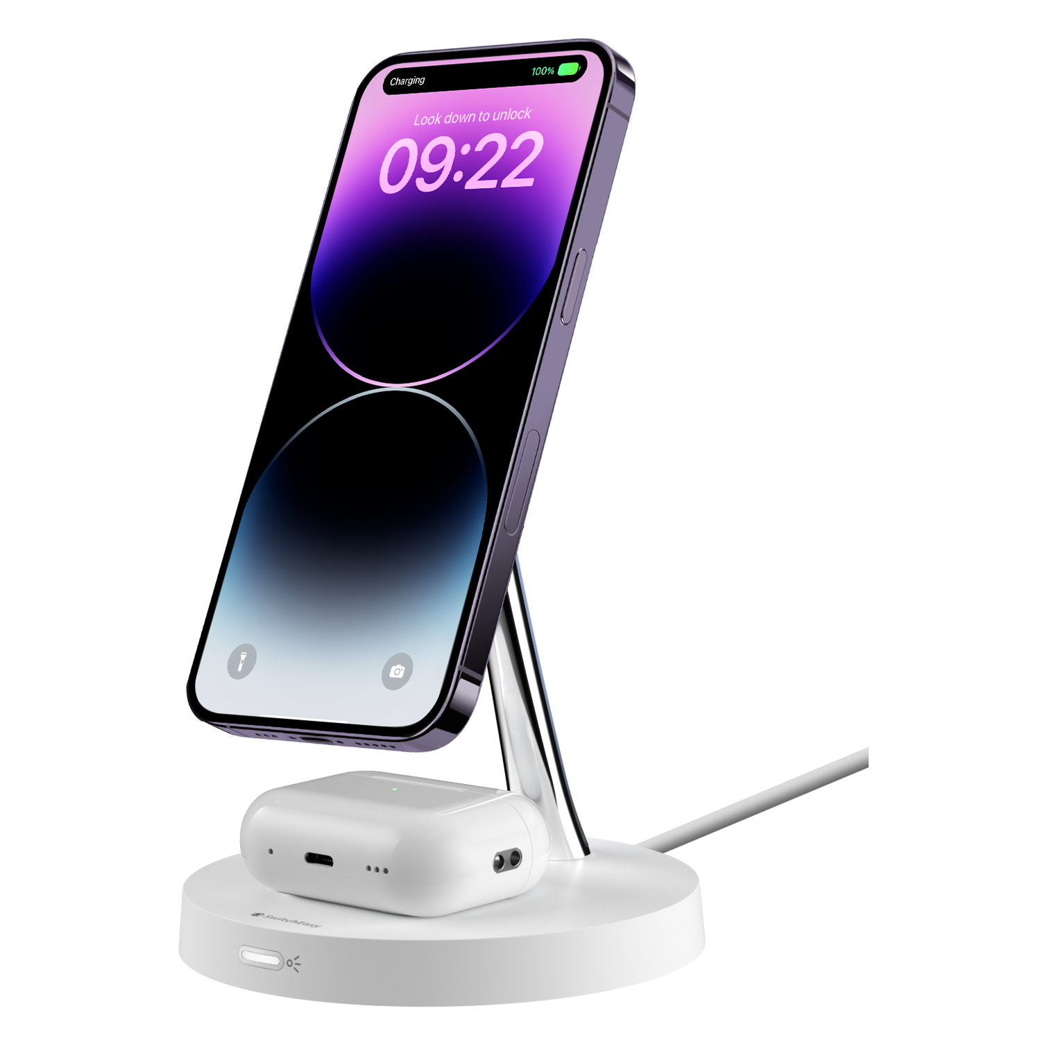 SwitchEasy MagPower 2-in-1 Magnetic Wireless Charging Stand - White