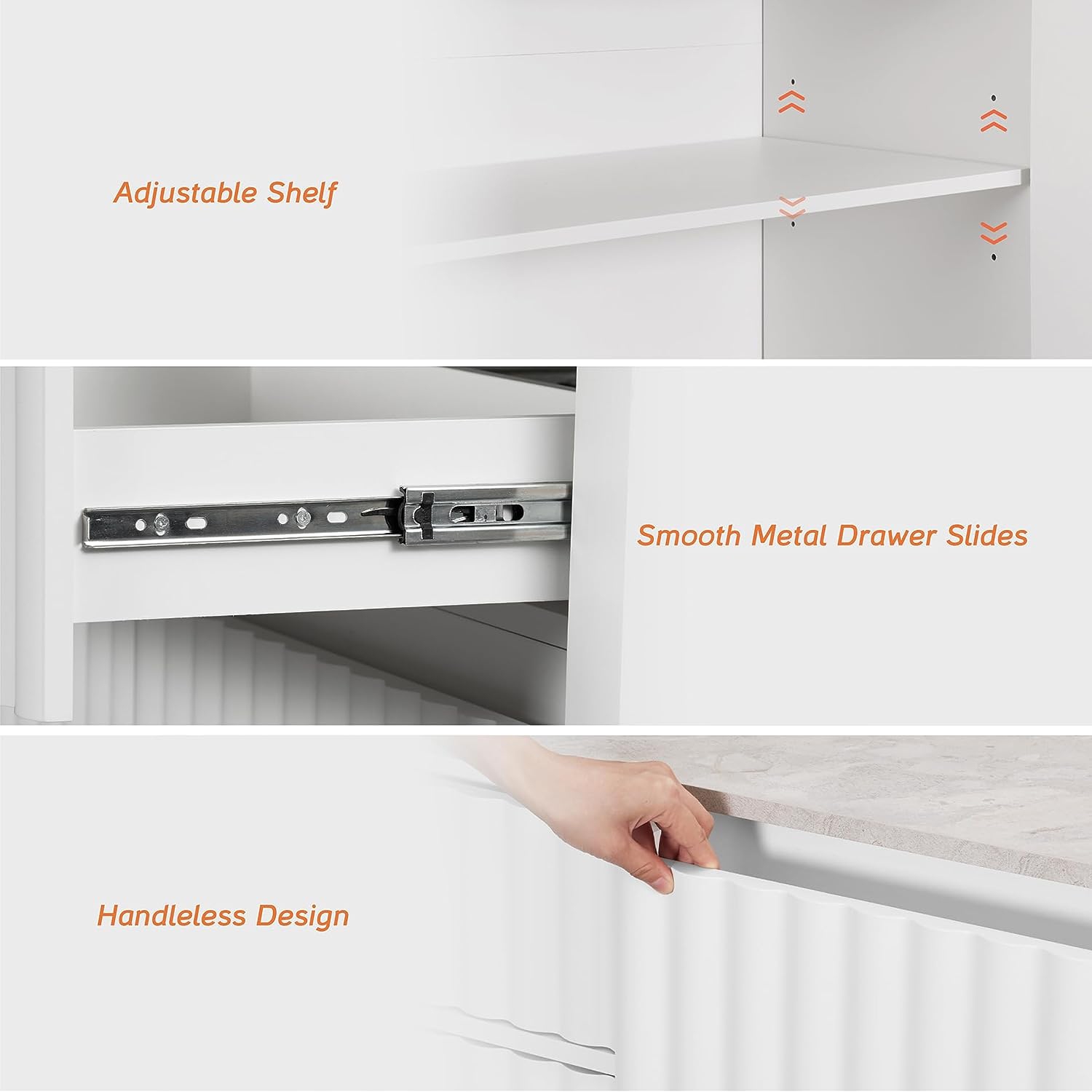 WAMPAT Modern 2-in-1 Sideboard Buffet Cabinet, Coffee Bar Cabinet with Drawers and Adjustable Shelves White