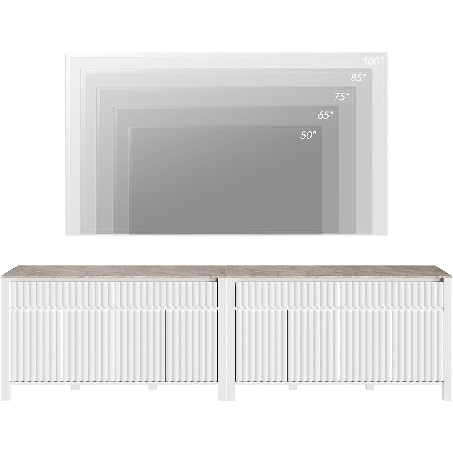 WAMPAT – Grand meuble pour téléviseur 2-en-1 pour téléviseur de 110 po, table console multimédia moderne pour téléviseur du centre de divertissement,