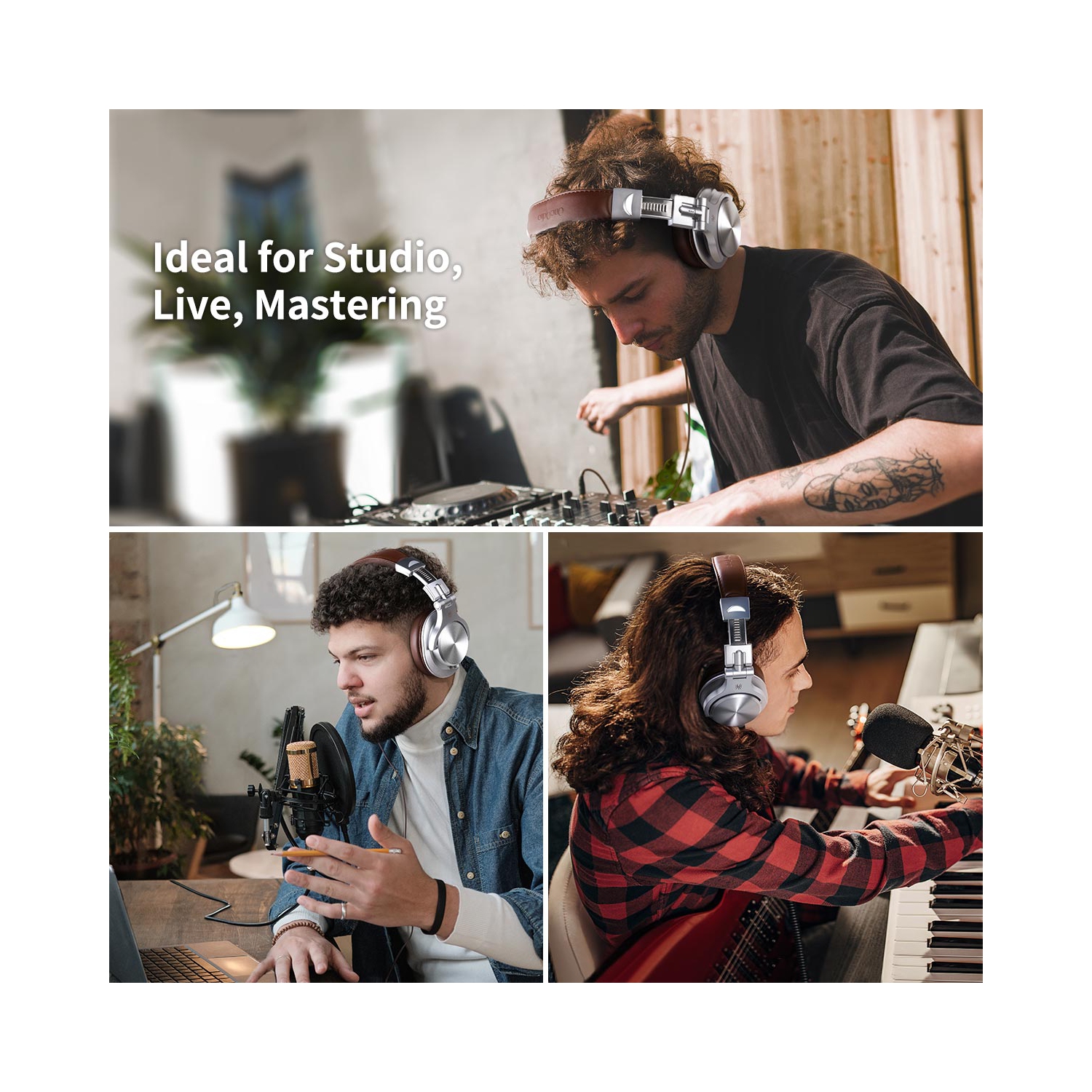 OneOdio Wired Studio Headphones Over-Ear Headphones-A71 Silver