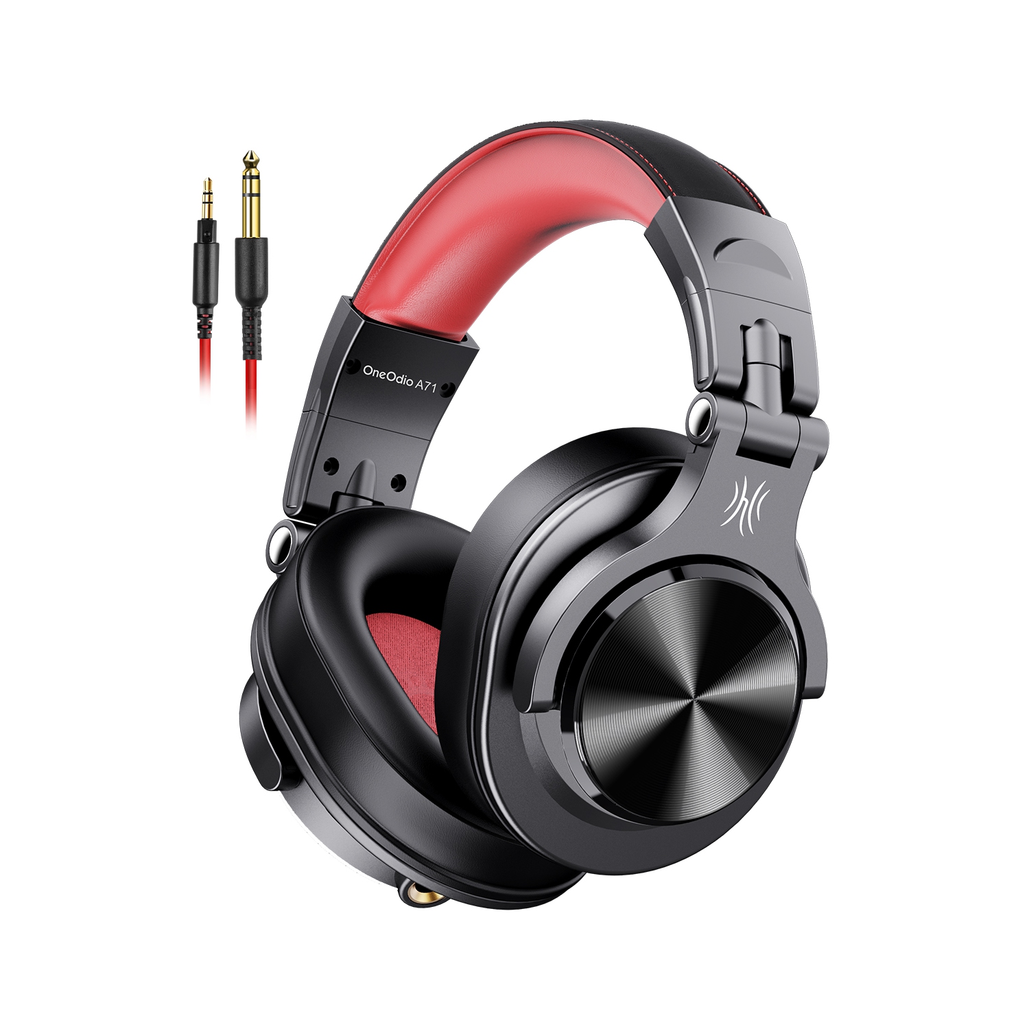 OneOdio Wired Headphones Over-Ear Headset with Mic Long Cords & Dual Plugs & Shareports -A71 Red
