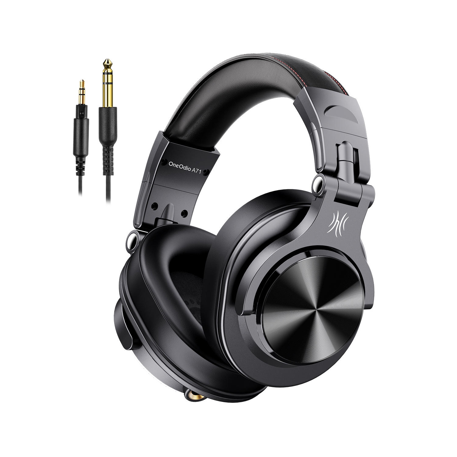 OneOdio Over-Ear Wired Headphones Corded Headphones with Dual Plugs Hi-res Stereo Sound & Mic Long Cords-A71 Black