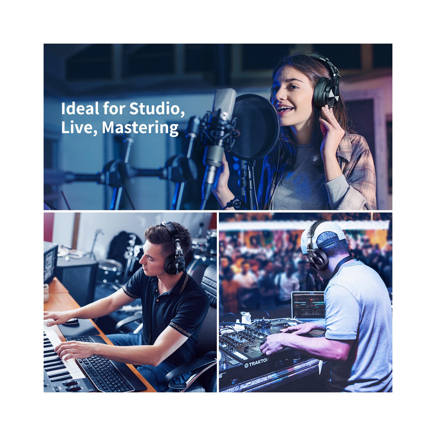 Casque d'écoute avec fil OneOdio avec deux prises stéréo haute résolution et de longs cordons de micro - A71 noir