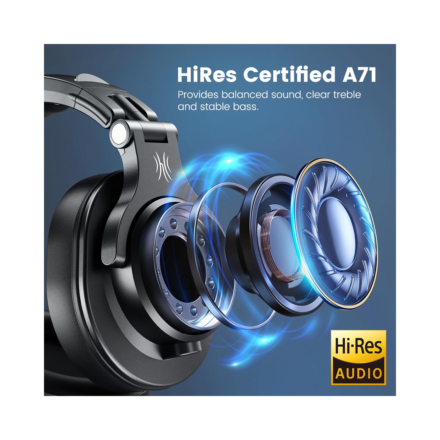 Casque d'écoute avec fil OneOdio avec deux prises stéréo haute résolution et de longs cordons de micro - A71 noir