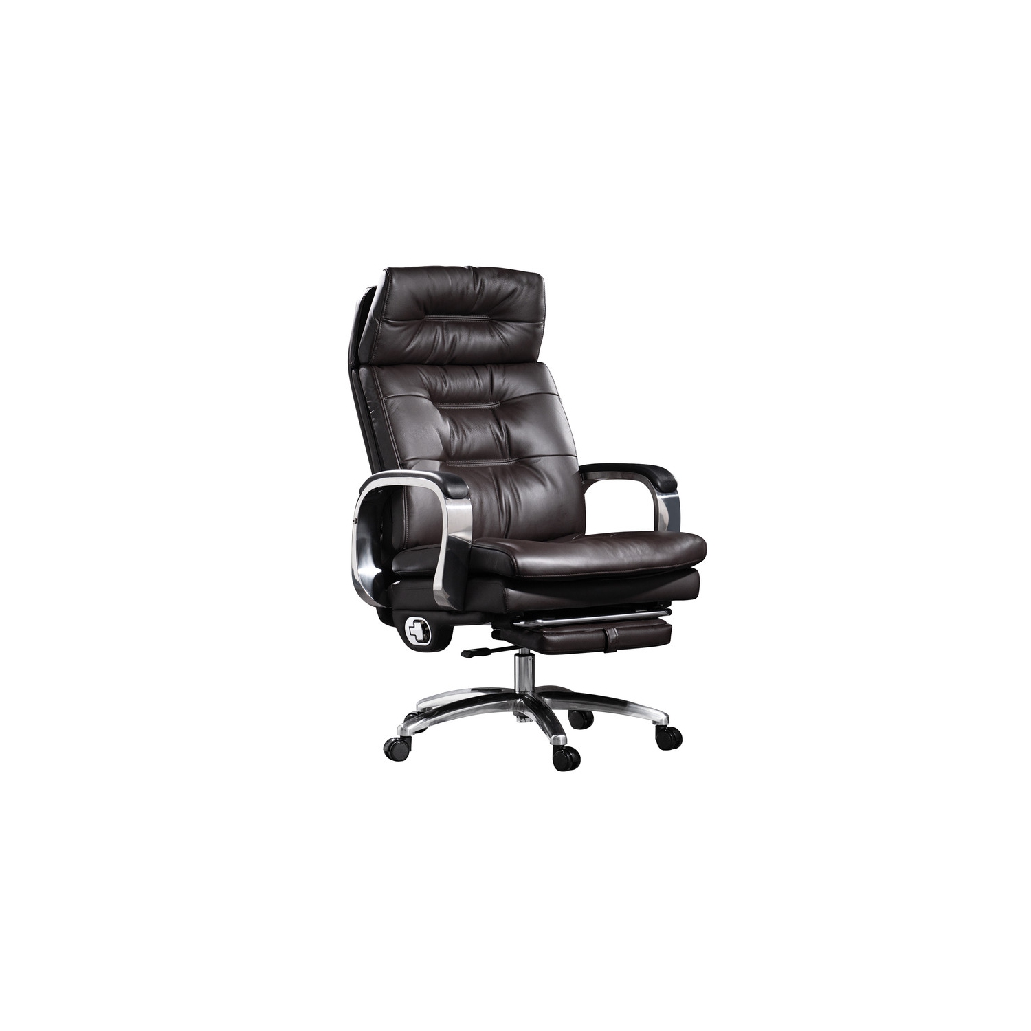 Kinnls Vane Massage Office Chair with Footrest Fully Reclining Managerial & Executive Genuine Leather Desk Task Chairs 400lbs