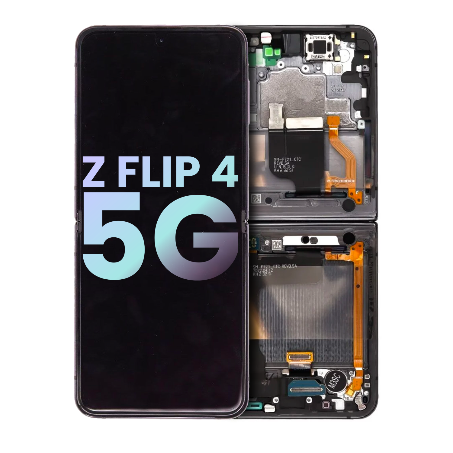 Replacement OLED Assembly w/Frame Compatible With Samsung Galaxy Z Flip 4 5G(US & International)(Service Pack)(Graphite)