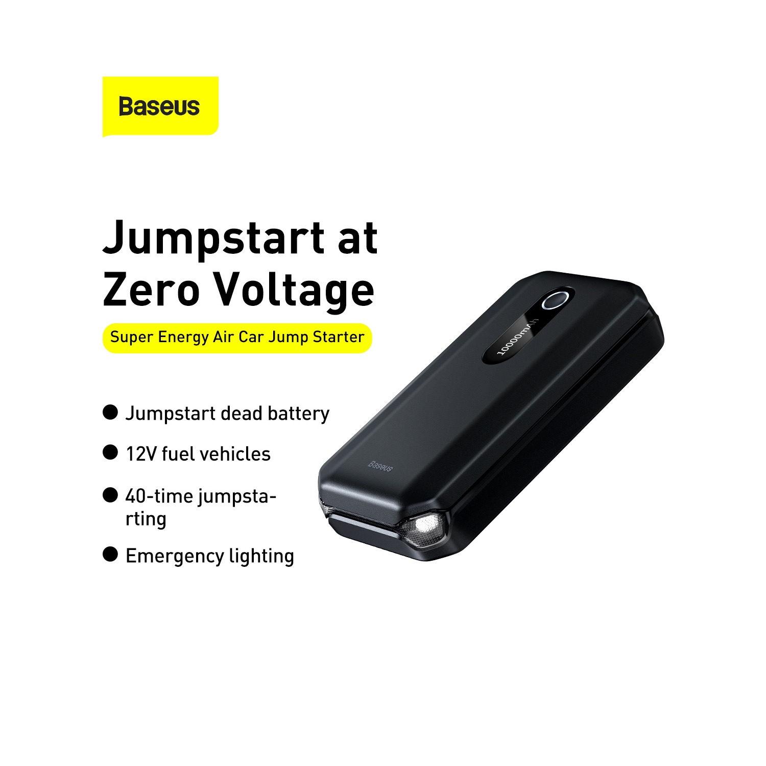 Baseus Super Energy Air Car Jump Starter 10000mAh Peak 1000A Power Pack -Black