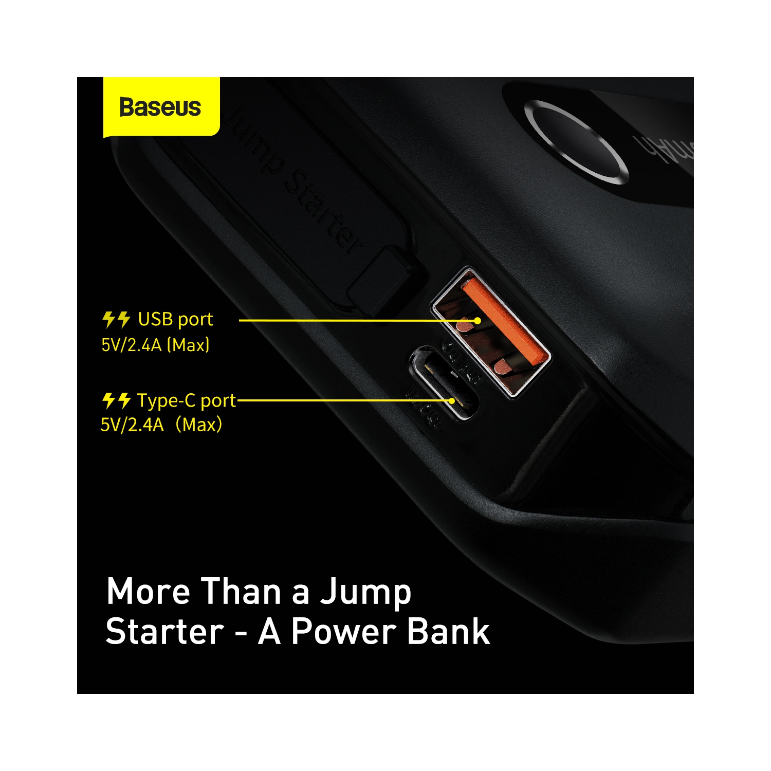 Baseus Super Energy Air Car Jump Starter 10000mAh Peak 1000A Power Pack -Black