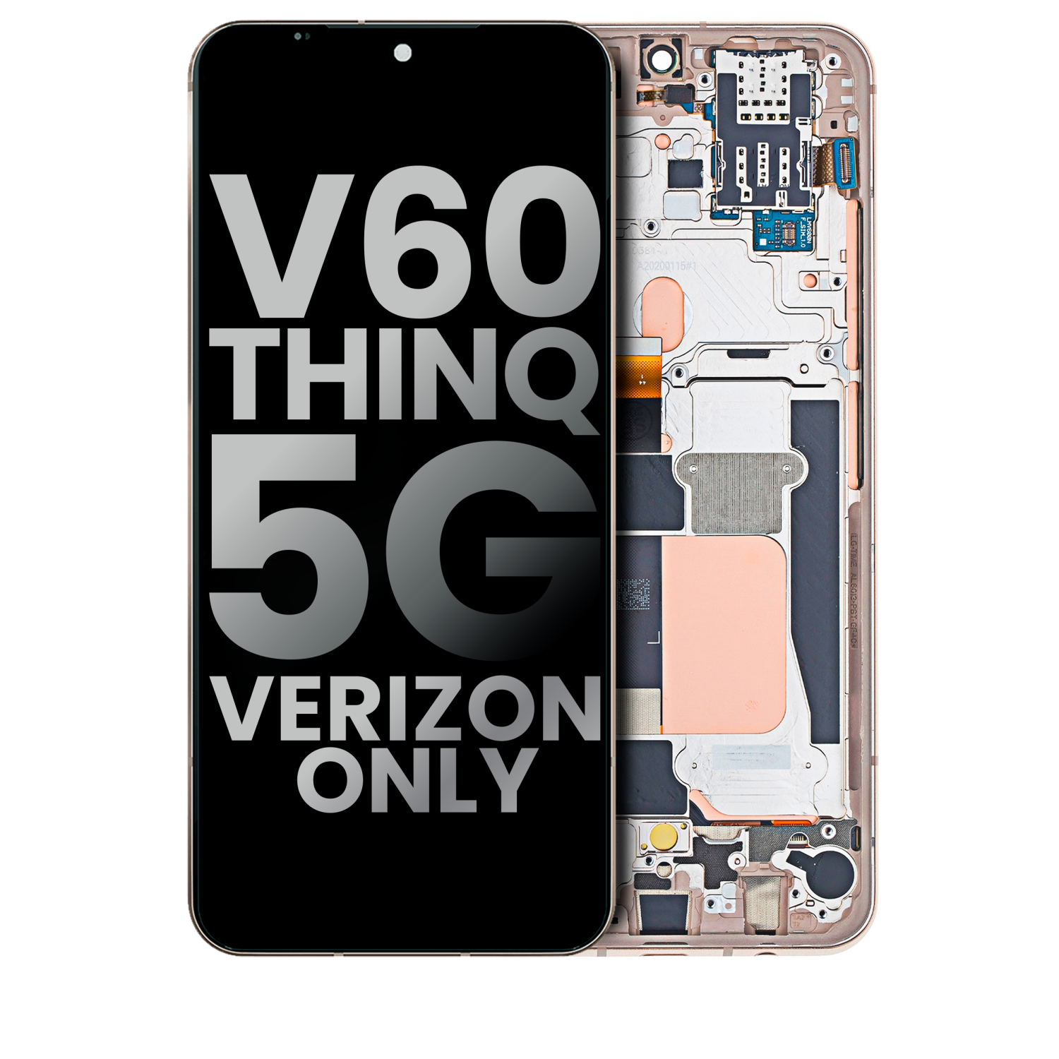 Replacement OLED Assembly With Frame For LG V60 ThinQ 5G UW(Verizon 5G UW Frame Only)(Used OEM Pull: Grade A)(Gold)-Blue
