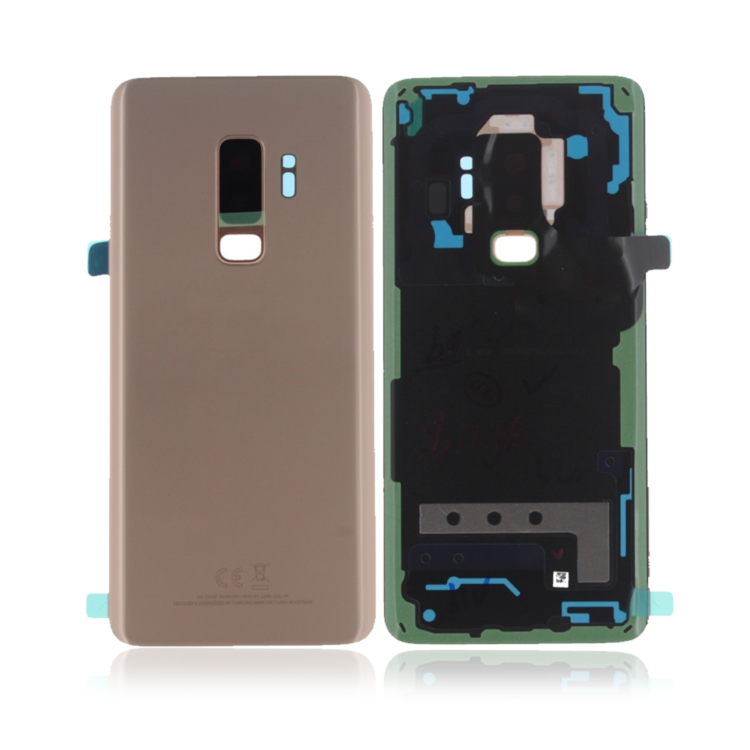 Couvercle arrière en verre de rechange avec objectif d'appareil photo compatible avec le Galaxy S9 plus de Samsung (Sunrise Gold)