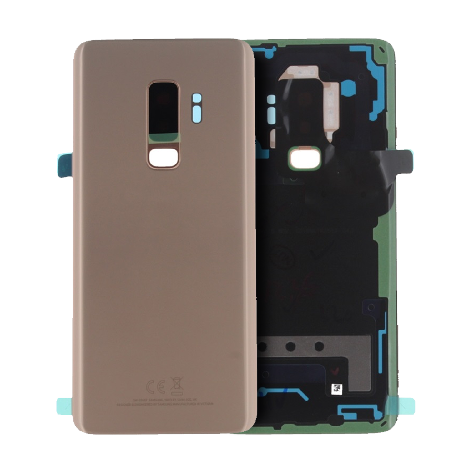Couvercle arrière en verre de rechange avec objectif d'appareil photo compatible avec le Galaxy S9 plus de Samsung (Sunrise Gold)