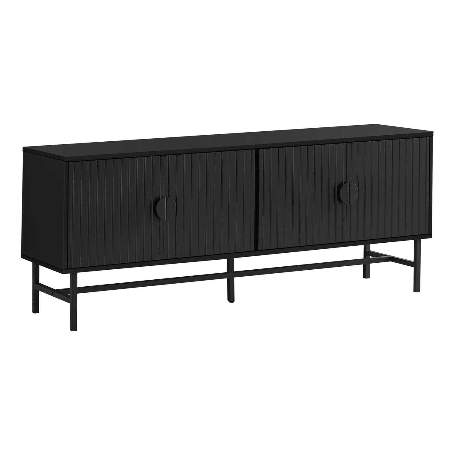 Monarch Specialties I 2733 - Tv Stand, 60 Inch, Console, Media Entertainment Center, Storage Cabinet, Living Room, Bedroom, Black Laminate, Black