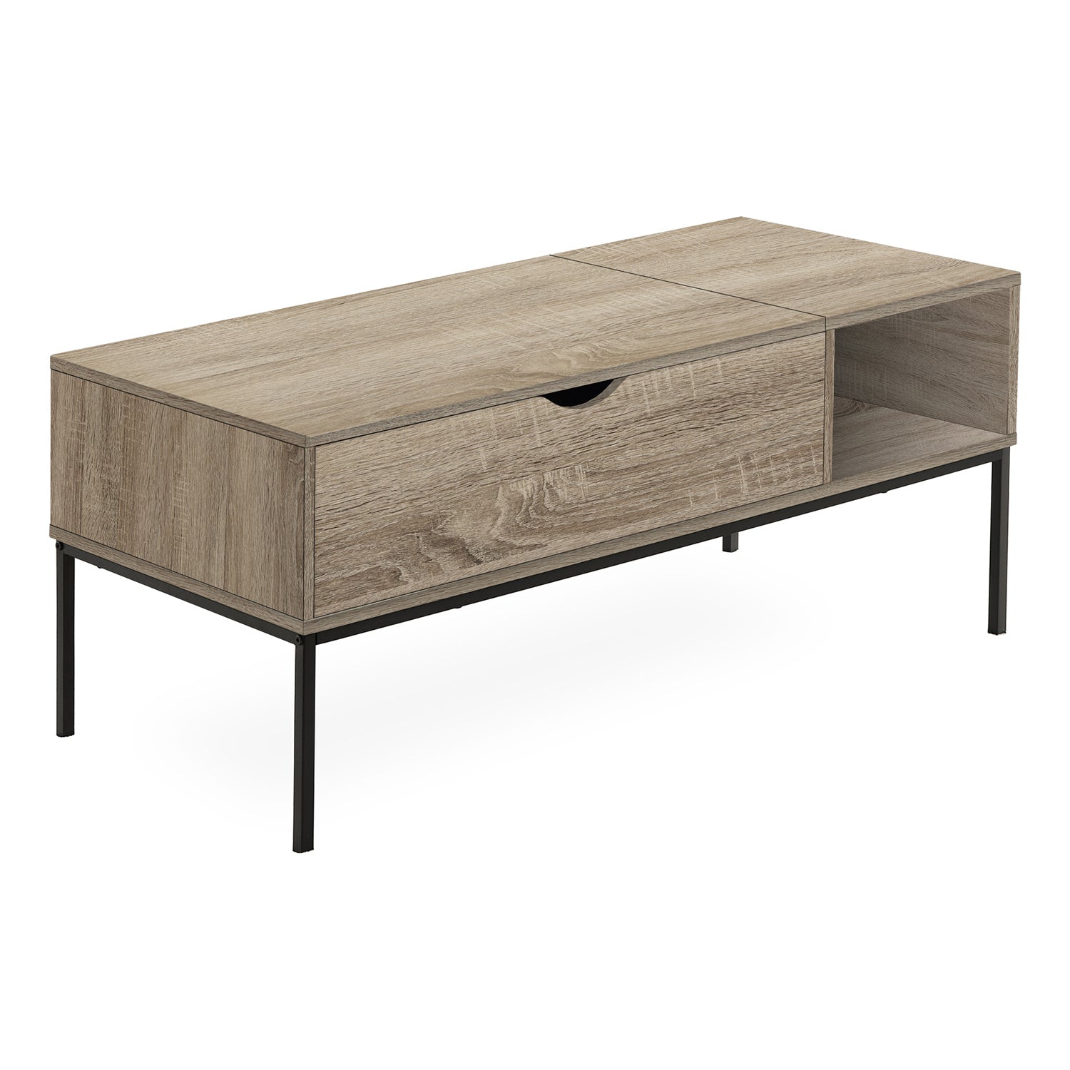 Monarch Specialties I 3806 - Coffee Table, 42" L, Rectangular, Cocktail, Lift-top, Dark Taupe, Black Metal, Contemporary, Modern