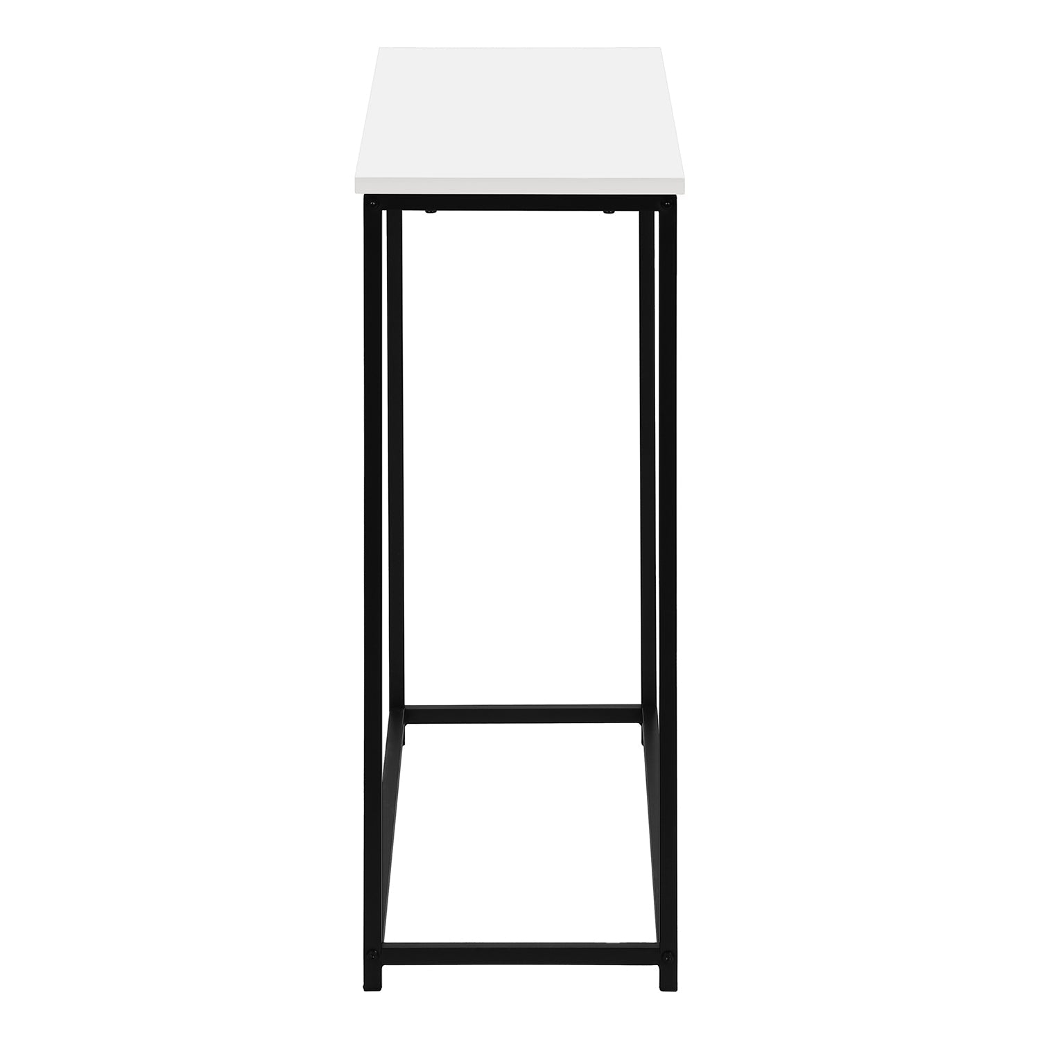 Monarch Specialties I 2252 - Table d'appoint, console, entrée, étroite, canapé, salon, chambre à coucher, stratifié blanc, métal noir, contemporain,