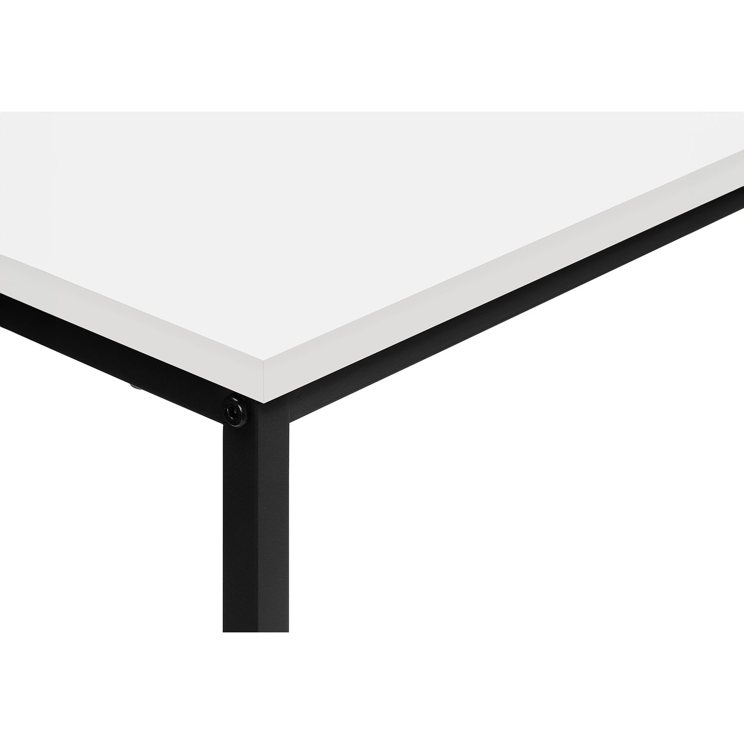 Monarch Specialties I 2252 - Table d'appoint, console, entrée, étroite, canapé, salon, chambre à coucher, stratifié blanc, métal noir, contemporain,
