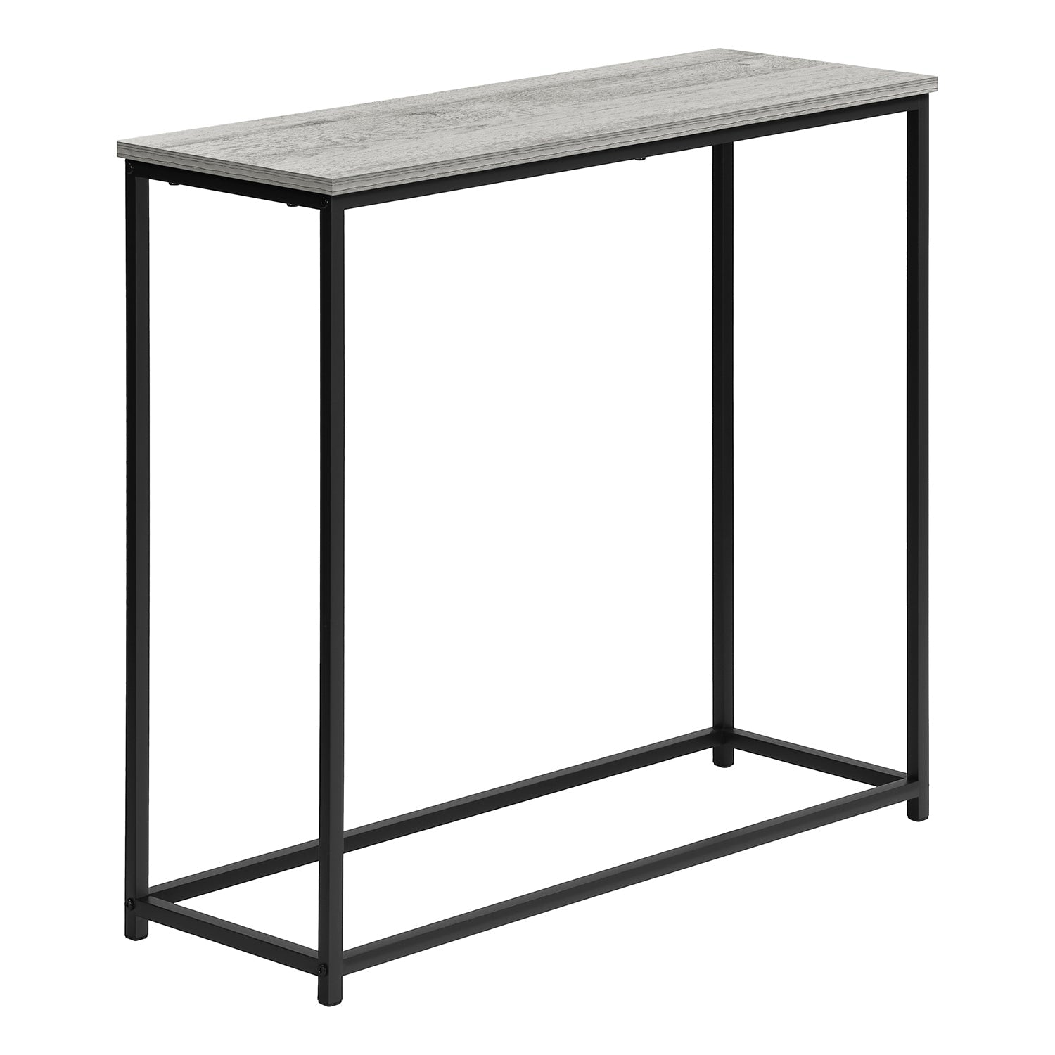 Monarch Specialties I 2251 - Table d'appoint, console, entrée, étroite, canapé, salon, chambre à coucher, stratifié gris, métal noir, contemporain,