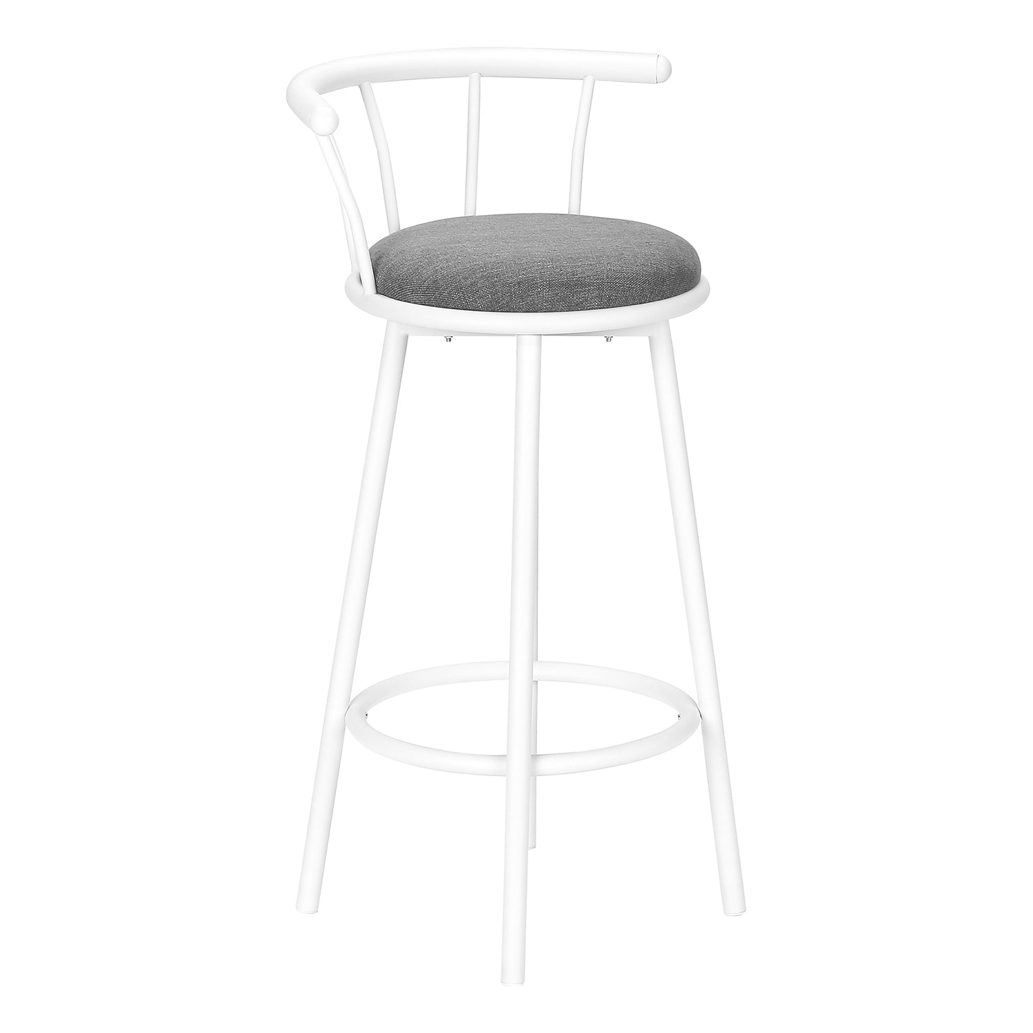 Monarch Specialties – Tabouret de bar I 2397, ensemble de 2, pivotant, hauteur de bar, métal blanc, style cuir gris, contemporain, moderne