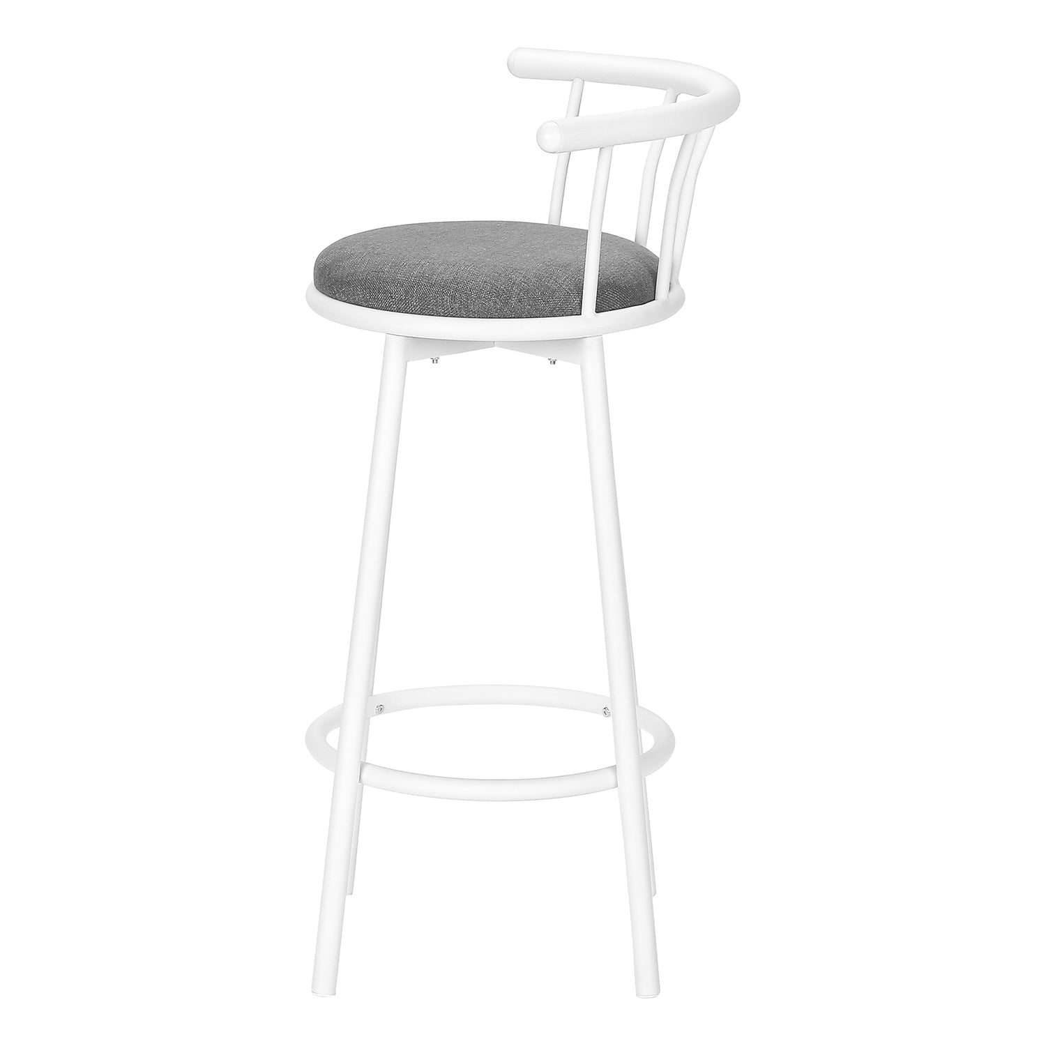Monarch Specialties – Tabouret de bar I 2397, ensemble de 2, pivotant, hauteur de bar, métal blanc, style cuir gris, contemporain, moderne